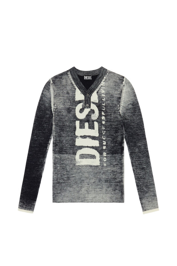 Printed wool jumper with logo