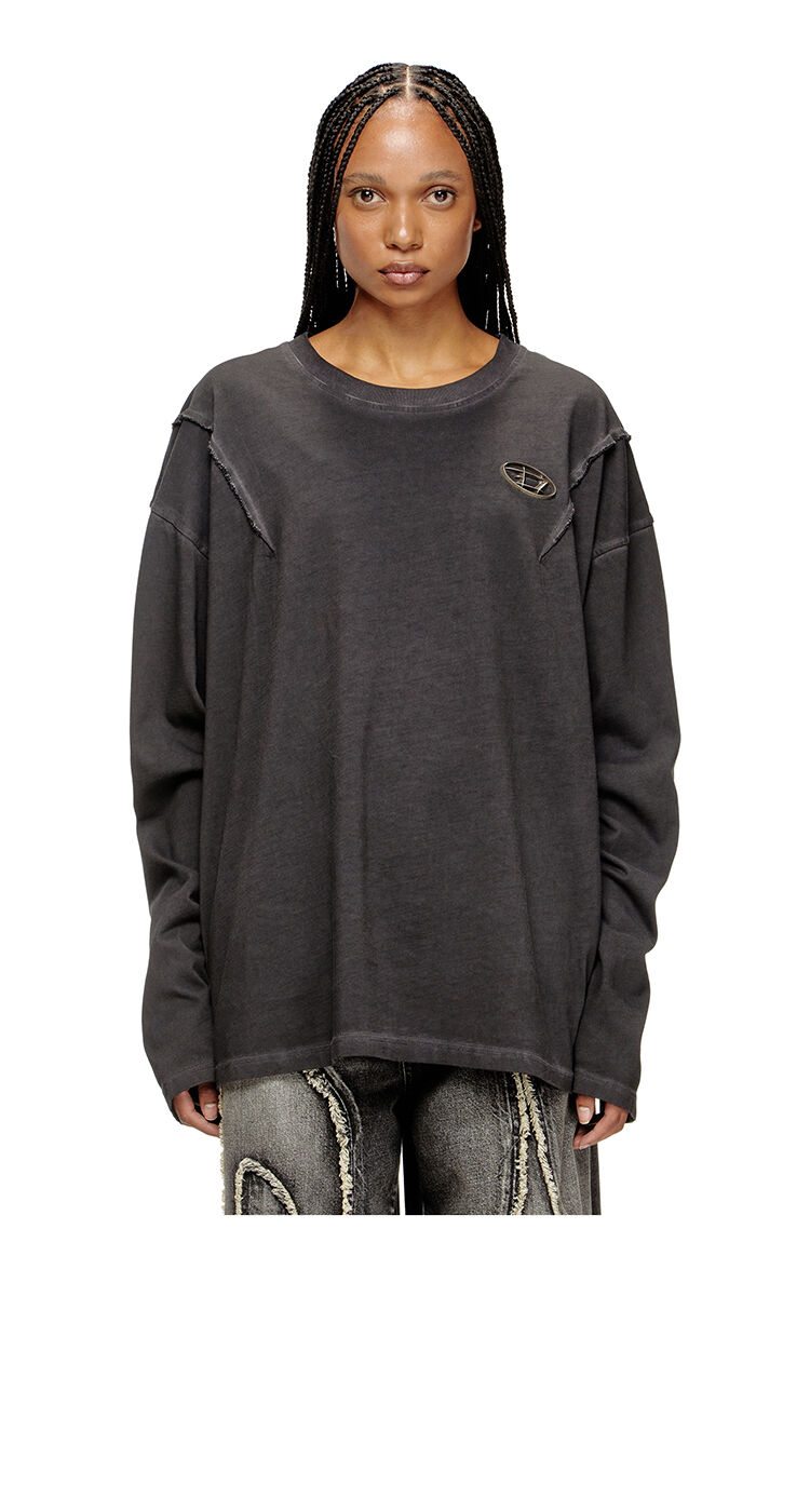 Camiseta de manga larga con efecto lavado oscuro