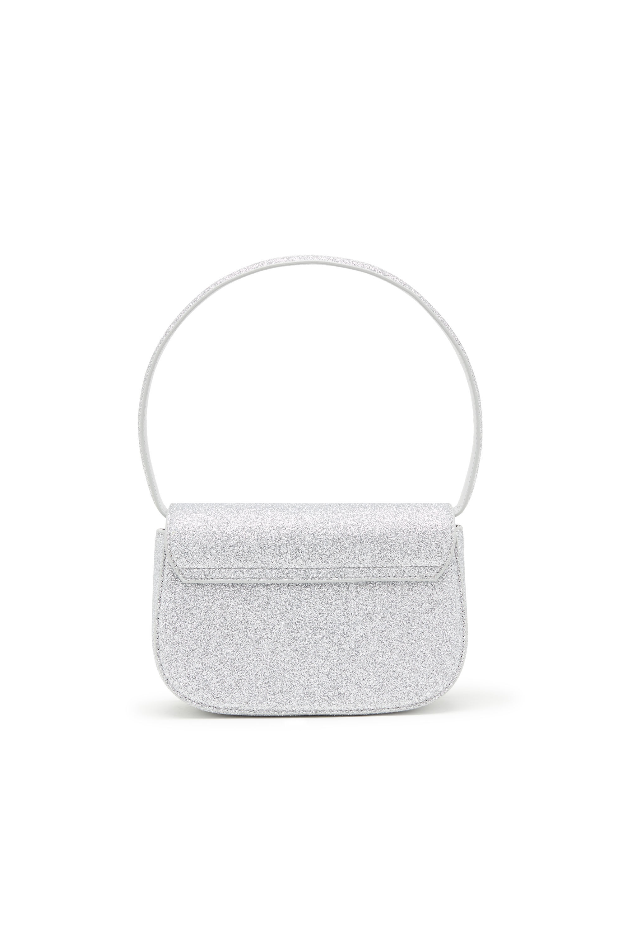 Diesel - 1DR, 1DR-Sac à bandoulière iconique en tissu pailleté Femme in Gris argenté - 3