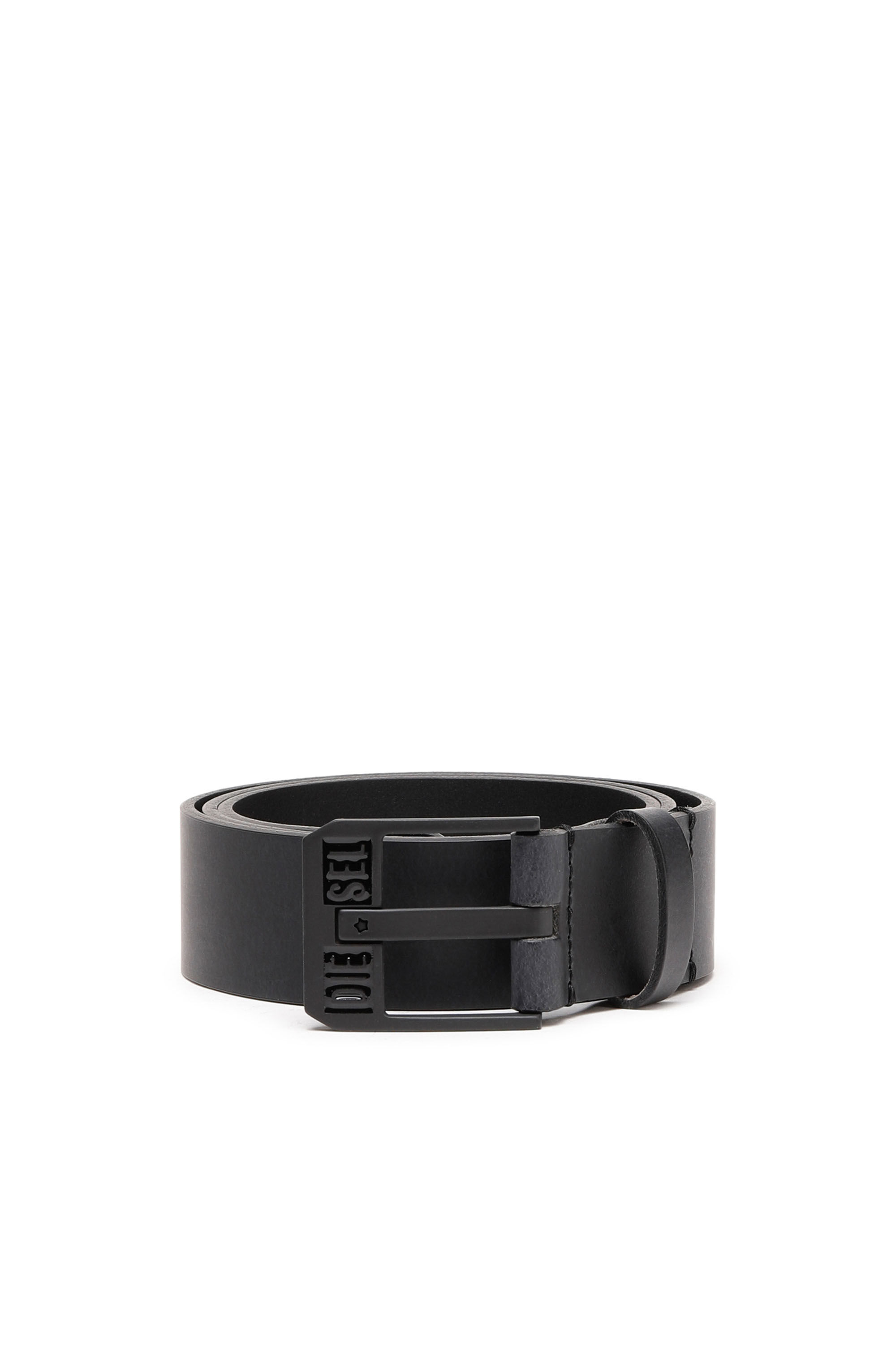 Diesel - BLUESTAR II, Man's Leather belt with star logo buckle in Dark grey - 1