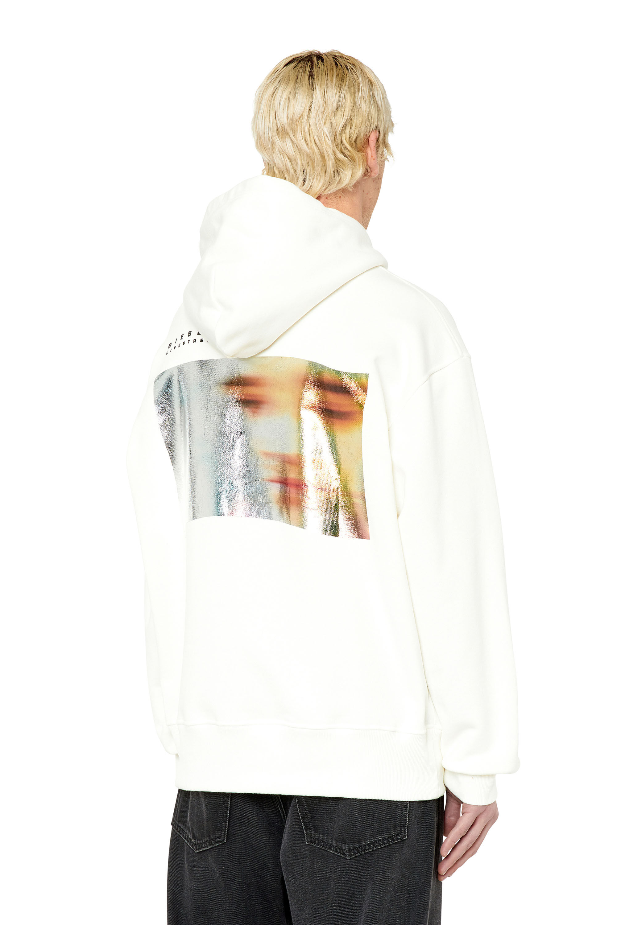 S-MACS-HOOD-G3 Man: Cotton hoodie with metallic photo print | Diesel