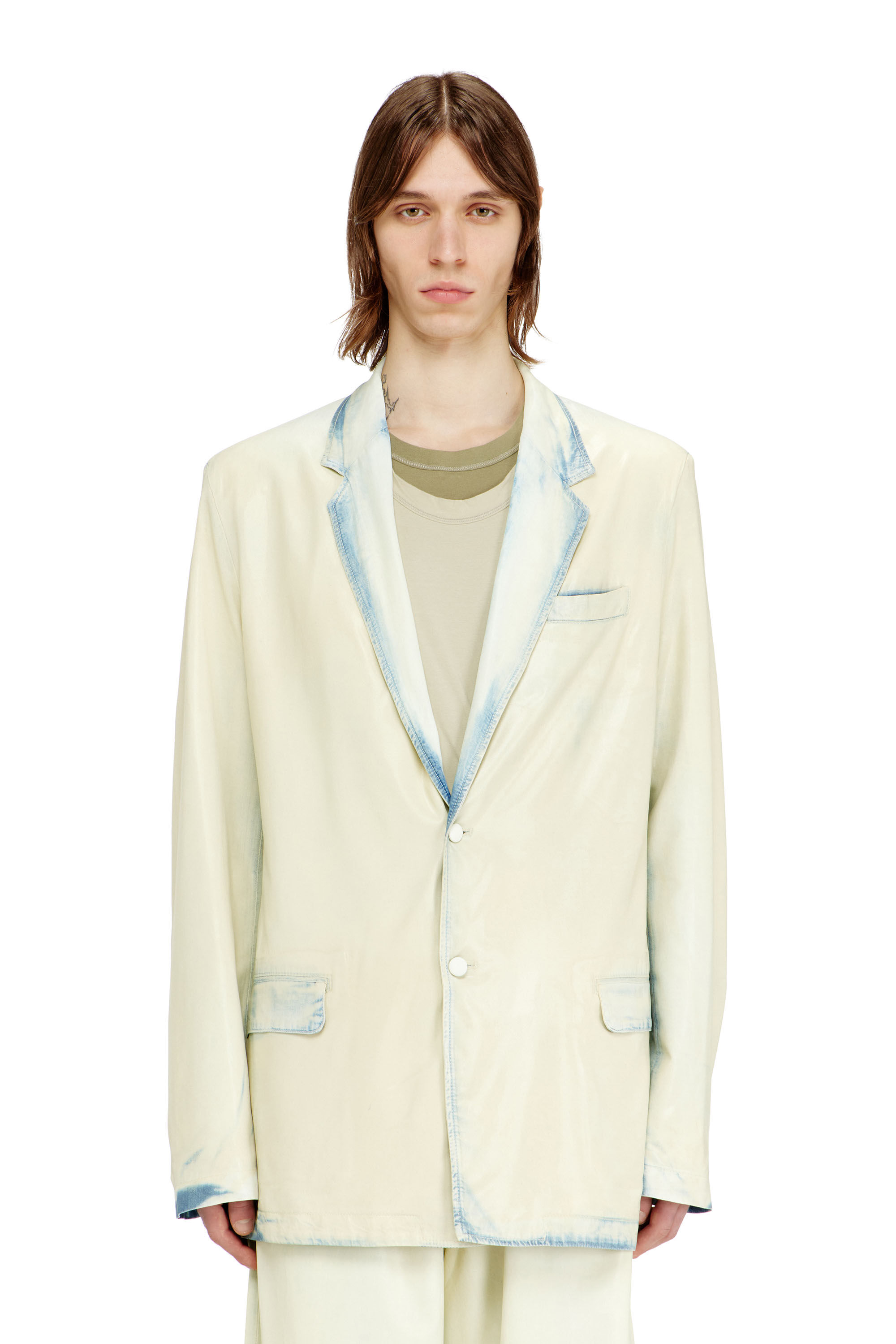 Men's Blazer in fluid X-Ray bleach denim | Blue | Diesel US