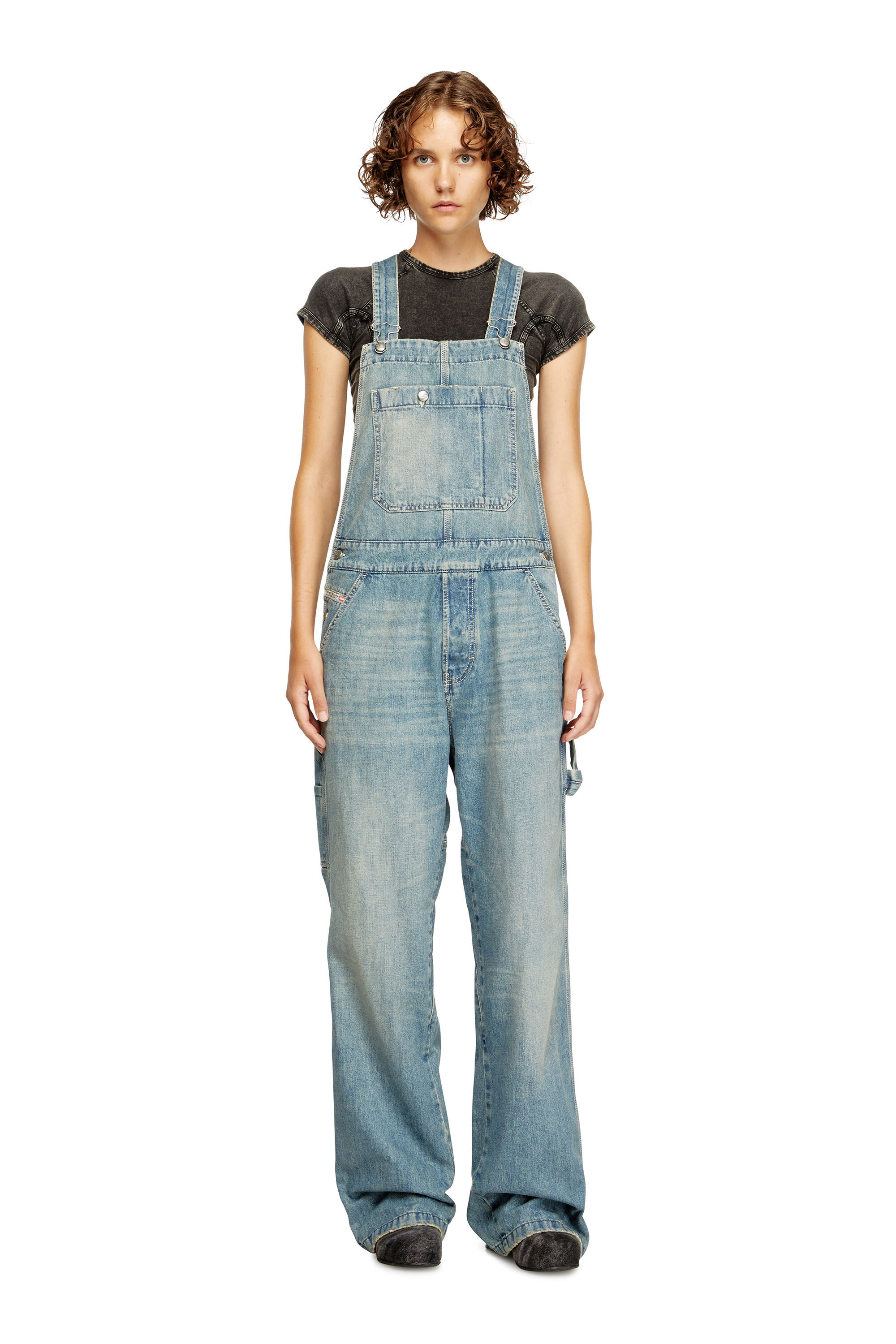 Diesel - D-FRAMU-U, Unisex's Utility-style denim dungarees in Light Blue - 5