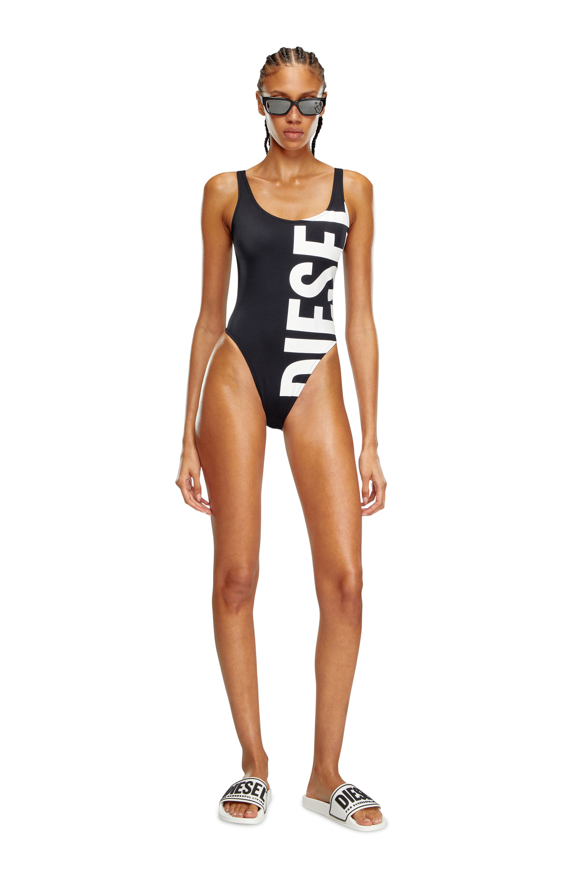 Diesel - BFSW-KYLIA, Female's Swimsuit with maxi Diesel print in Black/White - 3