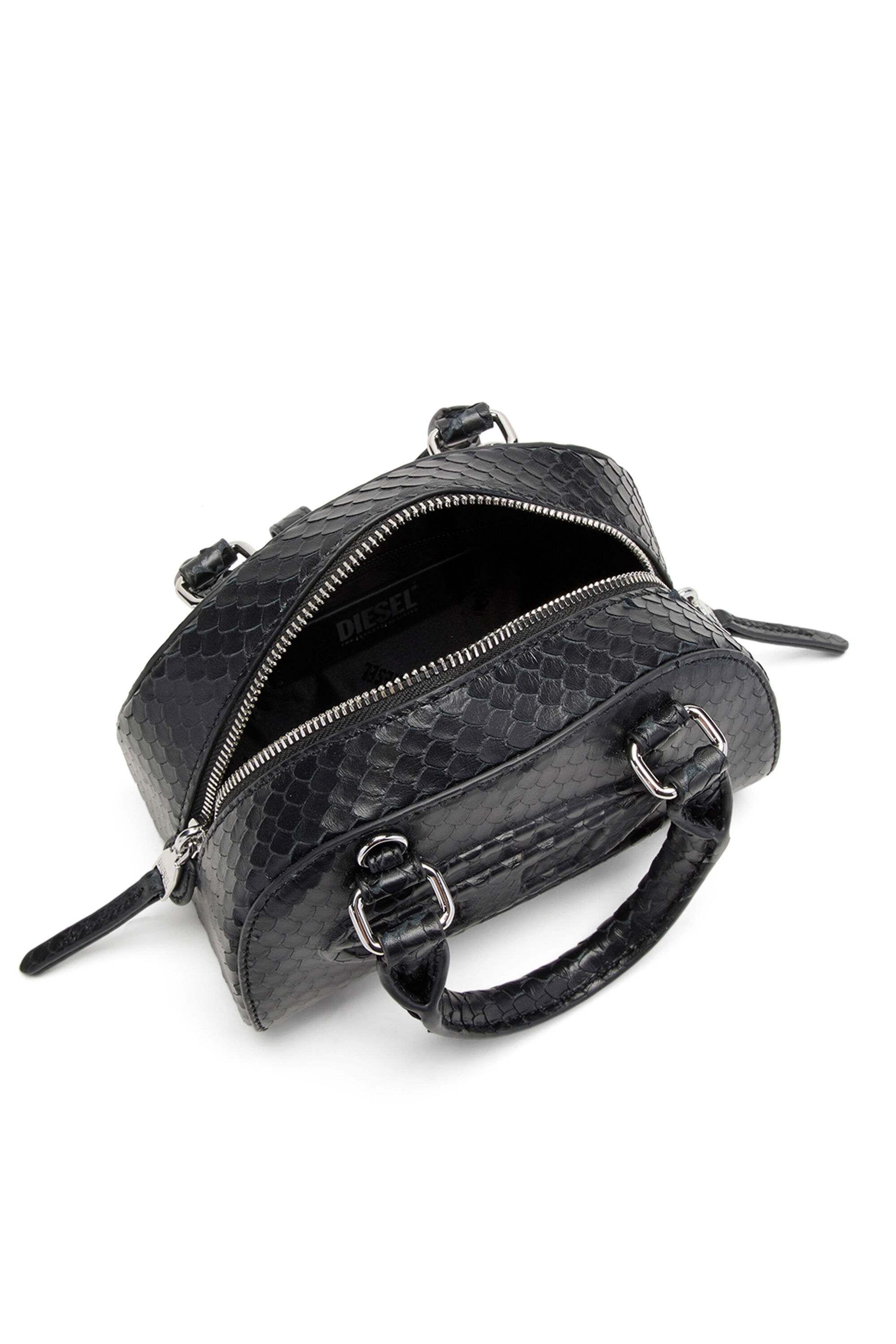 Diesel - 1DR DOME CROSSBODY, Female's 1DR Dome-Mini bowling bag in snake-effect leather in Black - 5