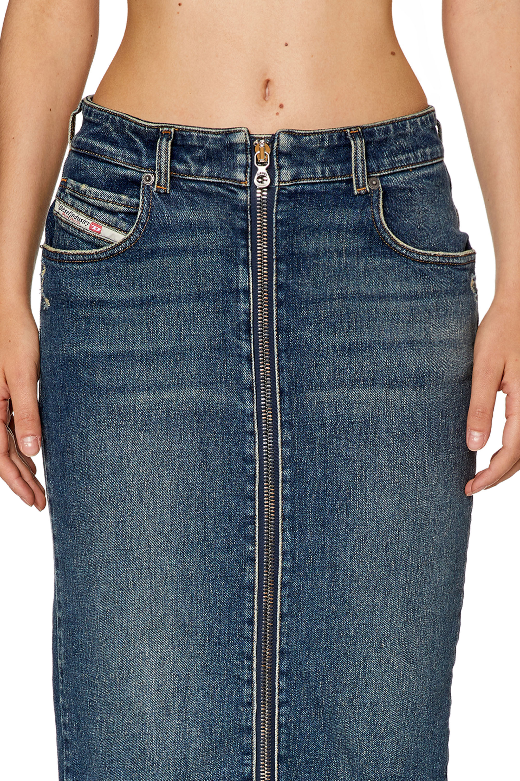 Diesel - DE-PENCIL-Z, Female's Pencil skirt in cotton and hemp denim in Dark Blue - 5