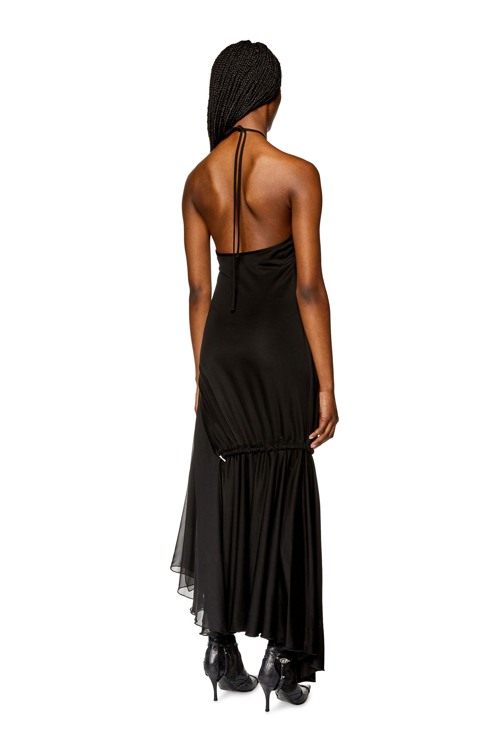 Diesel - D-SALILAR-OD, Robe à dos nu avec ourlet en mousseline Femme in Noir - 3