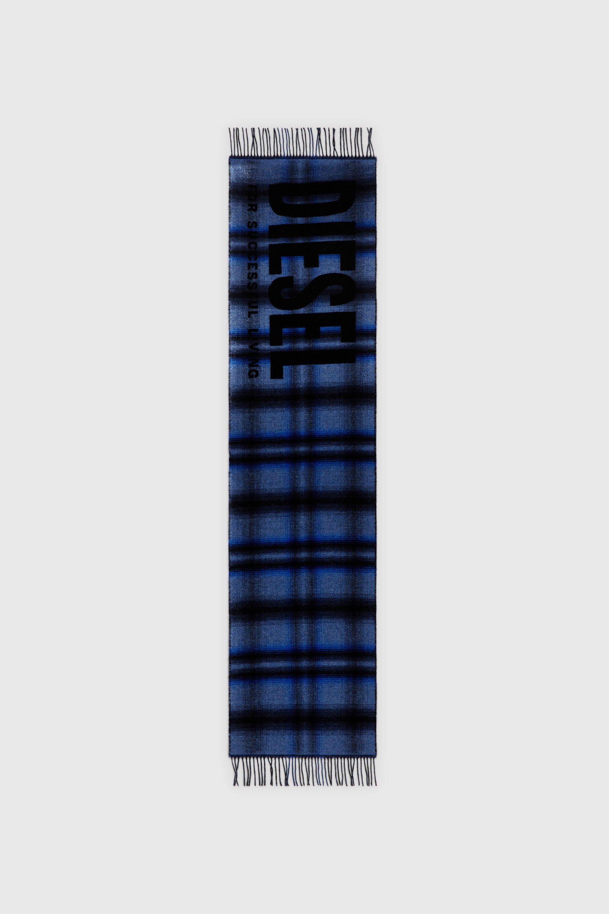 Diesel - S-CHECK, Man's Wool-blend scarf with check pattern in Blue - 2