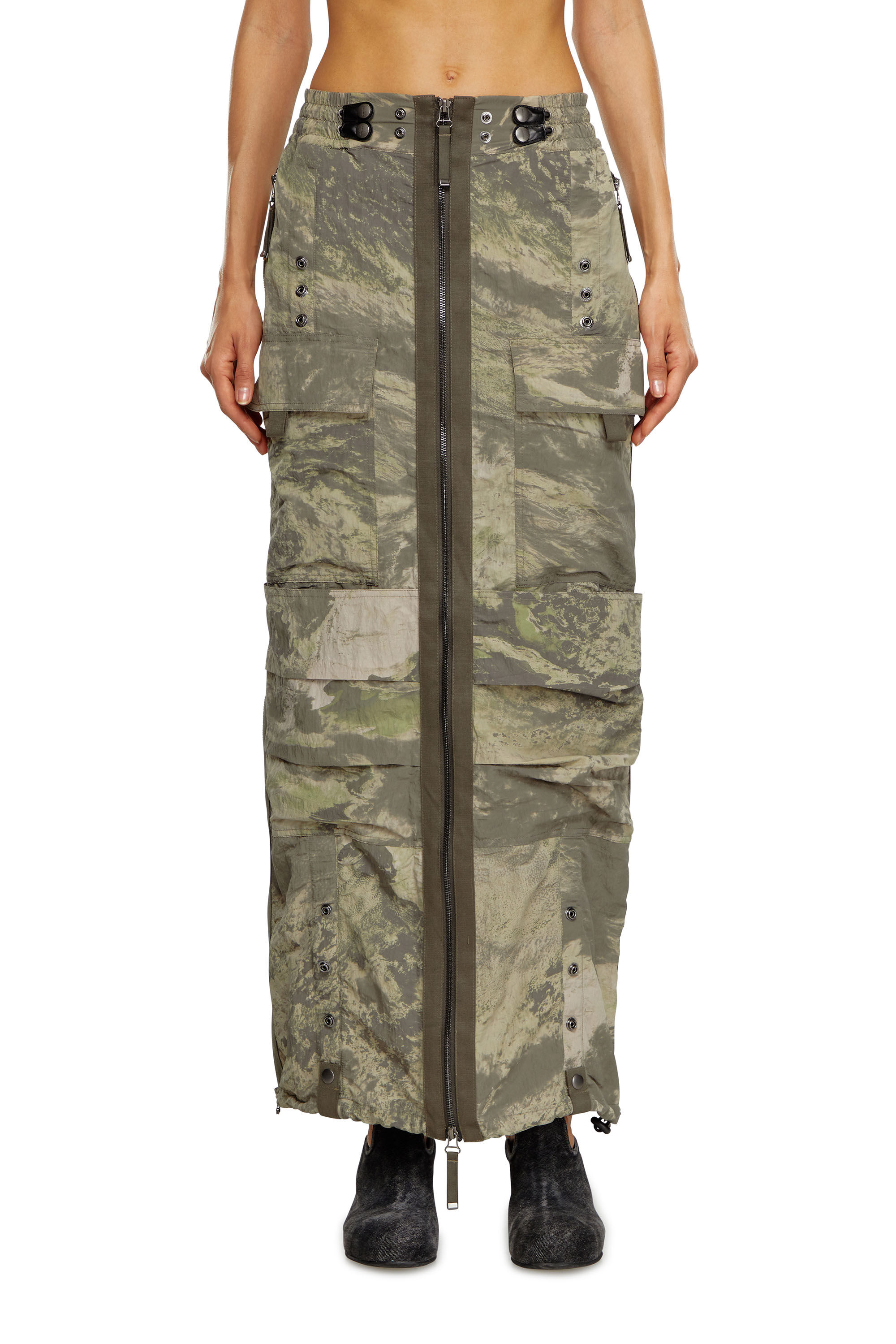 Women's Long skirt with cargo pockets | Green | Diesel