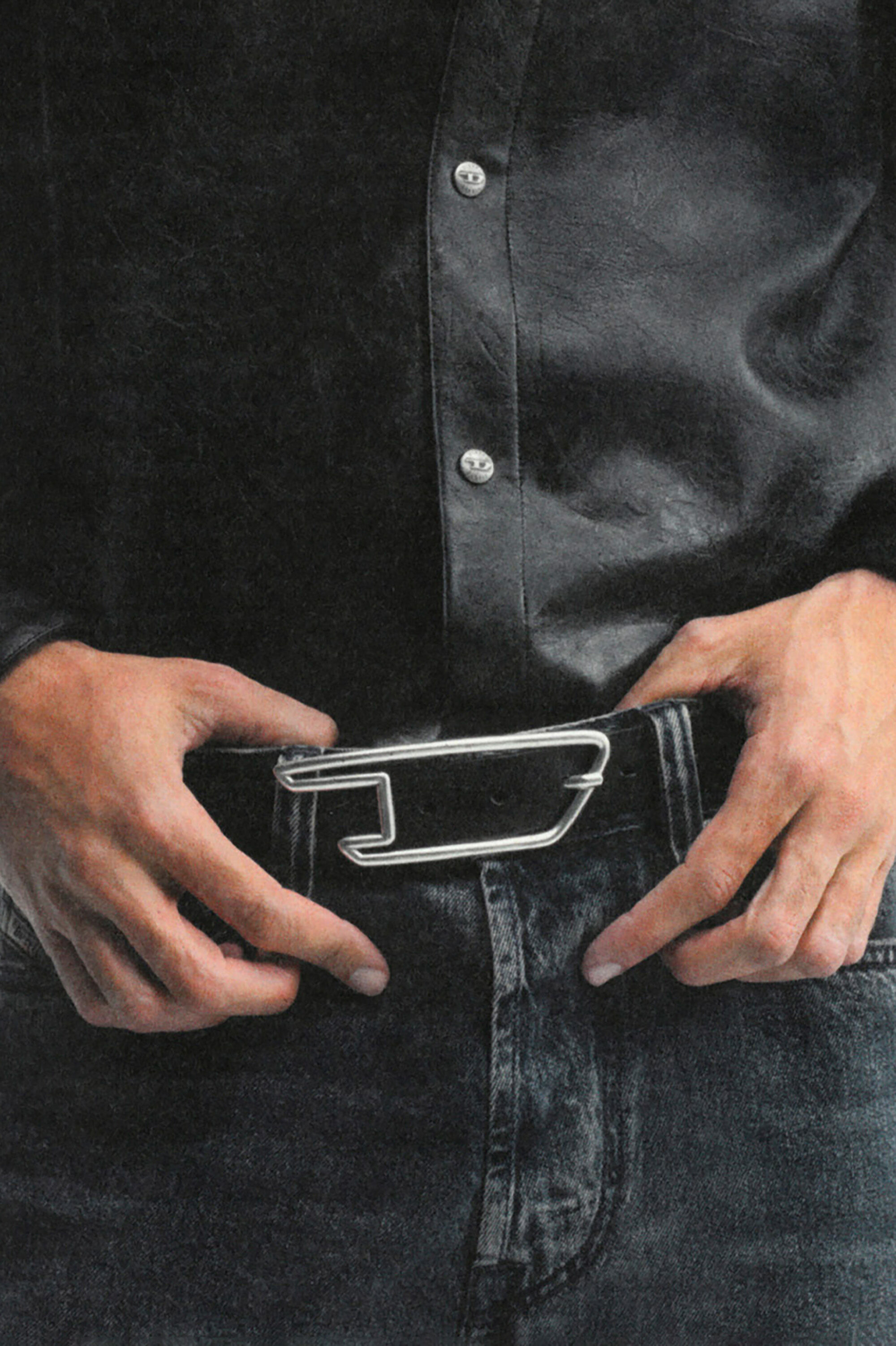 Women's 3cm leather belt with D-logo buckle | Black | Diesel