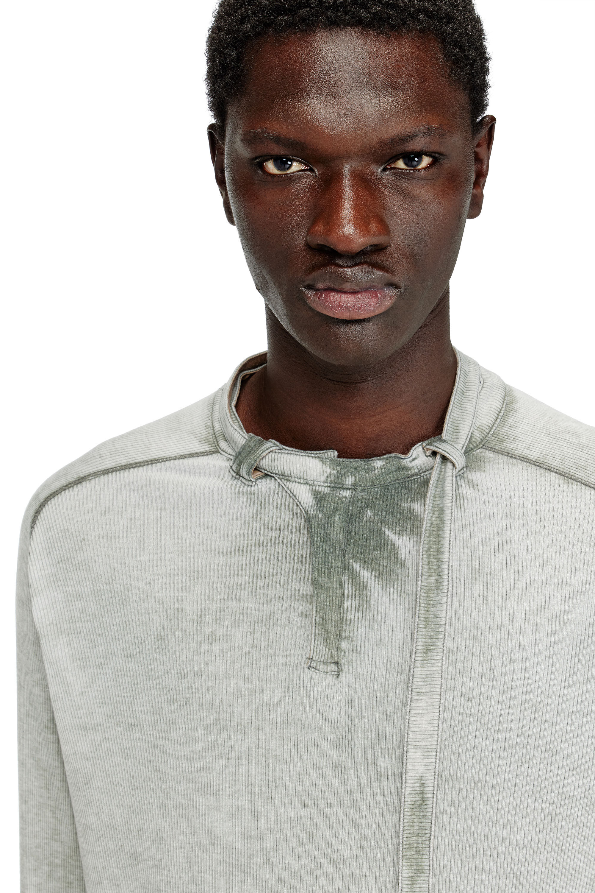 Men's Rib-jersey top with biker neck strap | Grey | Diesel