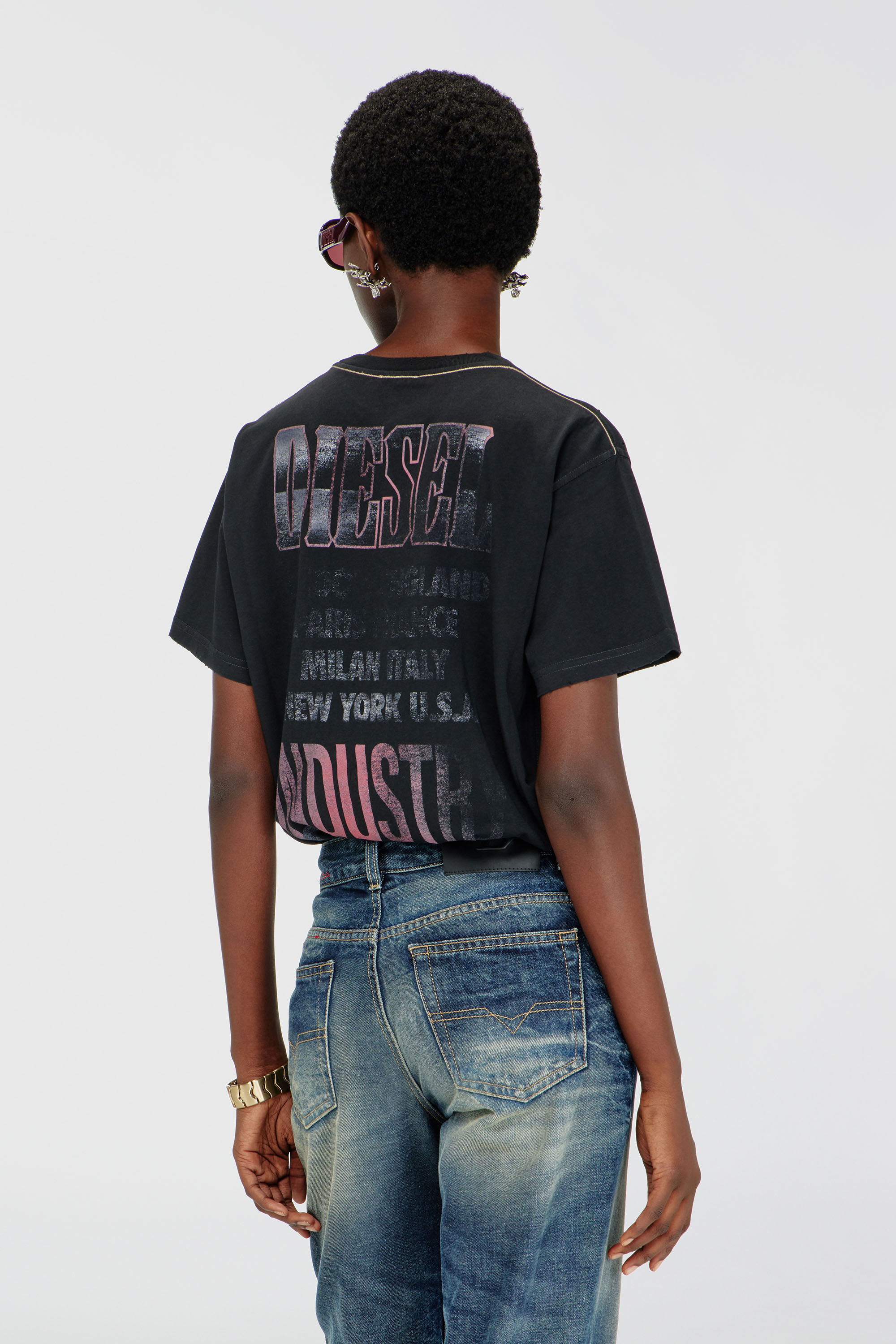 Diesel - T-MARLY, Woman's T-shirt with concert graphics and crystals in null - 5