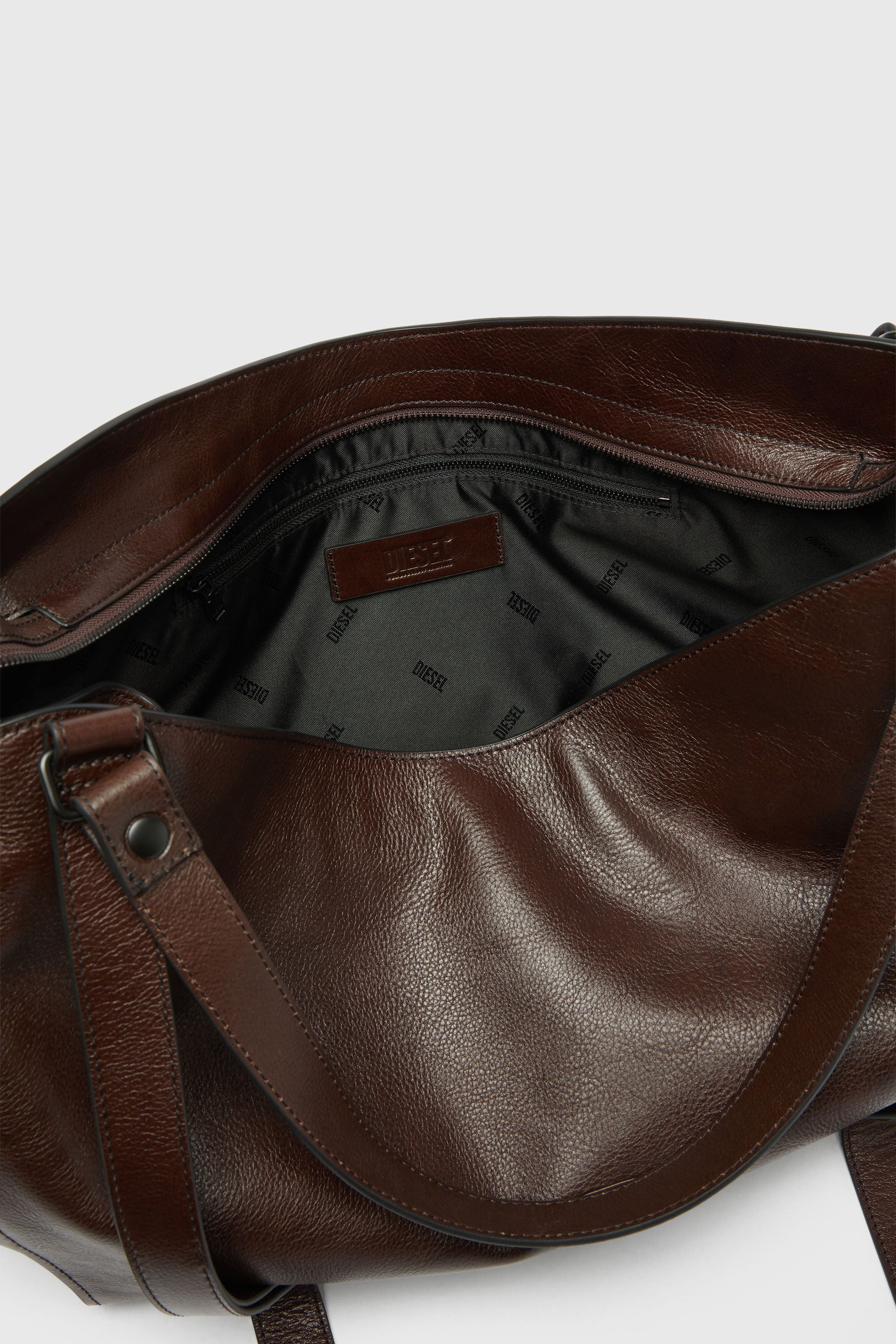 Diesel - D-ONE TOPHANDLE L, Unisex's D-One-Large top-handle bag in leather in Dark Brown - 6