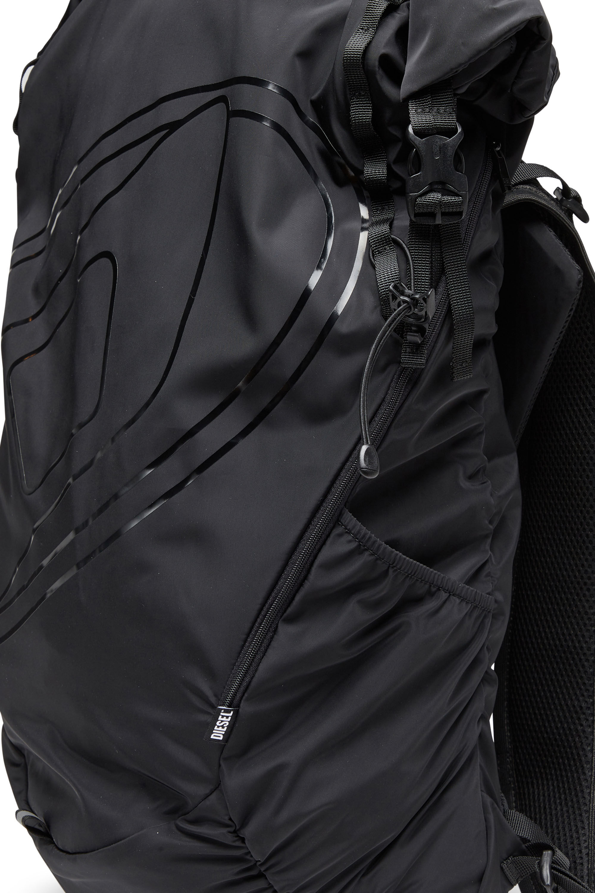 Diesel - DRAPE BACKPACK, Drape-Sac à dos roll-top en nylon Homme in Noir - 5