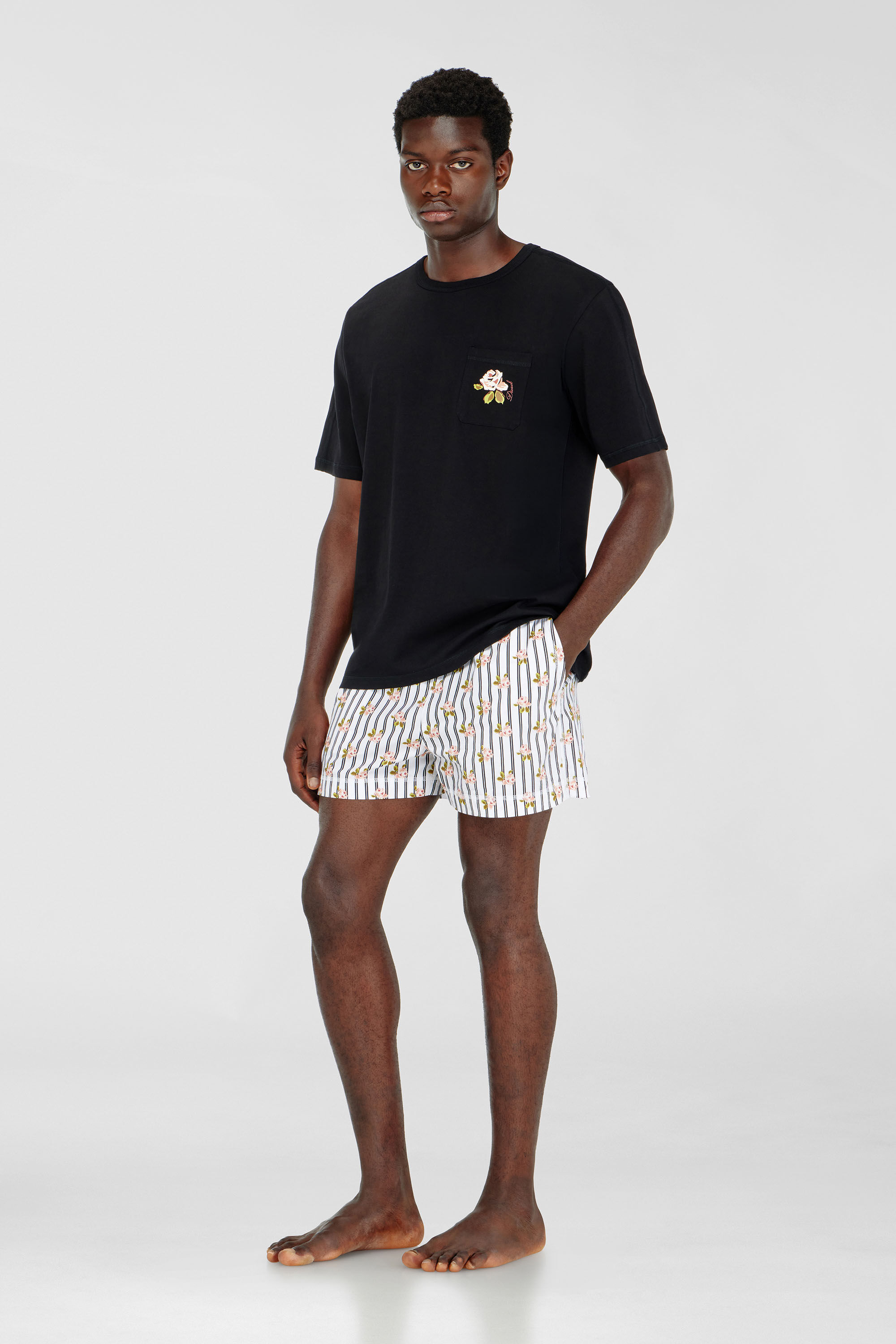 Diesel - KIT-JACK-D-CORE, Man's Cotton pajama set with printed shorts in Multicolor/Black - 3