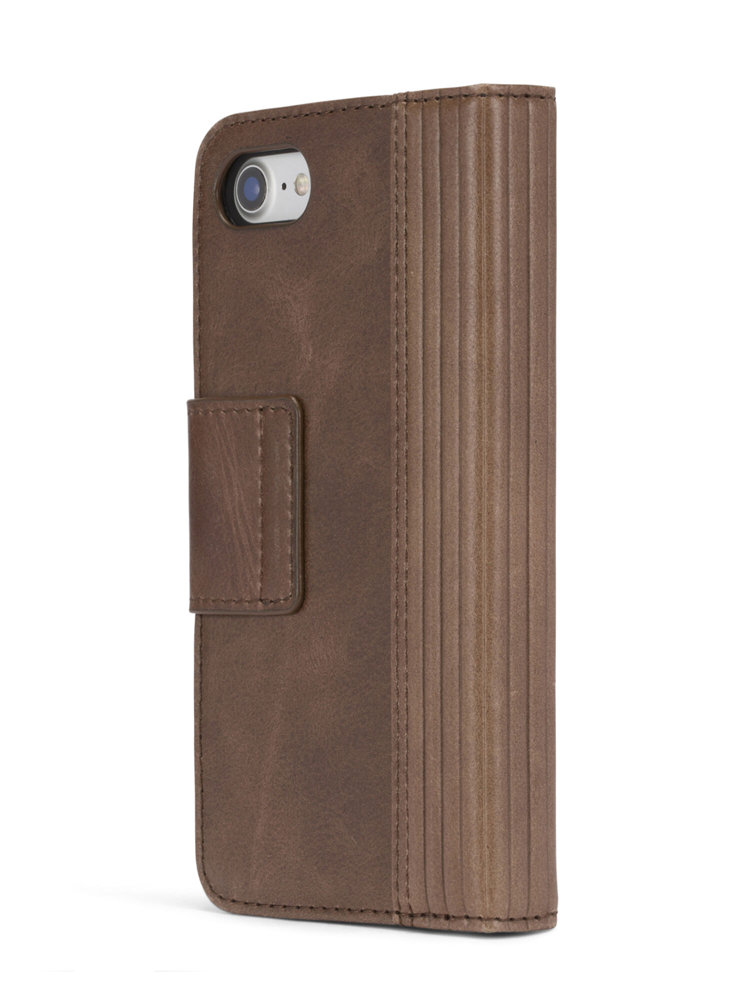 BROWN LINED LEATHER IPHONE 8/7 FOLIO, 
