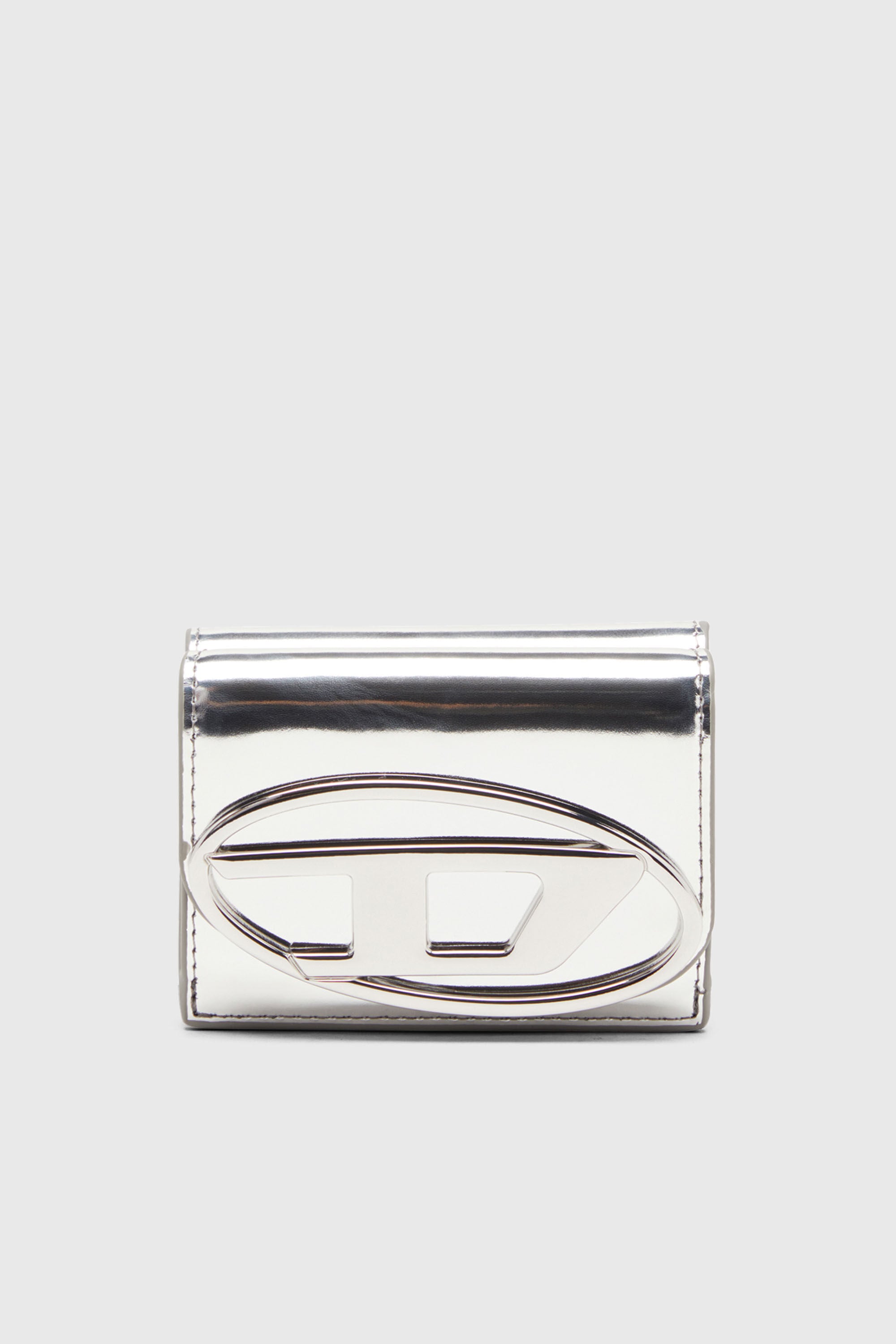 Women's Tri-fold wallet in mirrored leather | Silver | Diesel