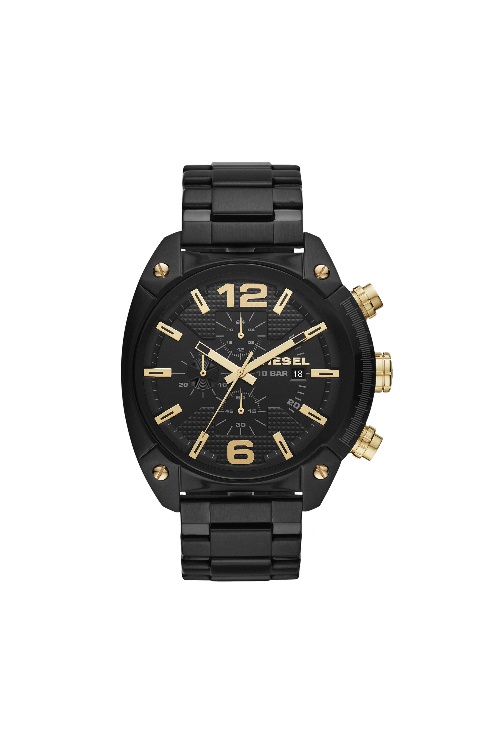 DZ4504 Man: Overflow black stainless steel watch | Diesel