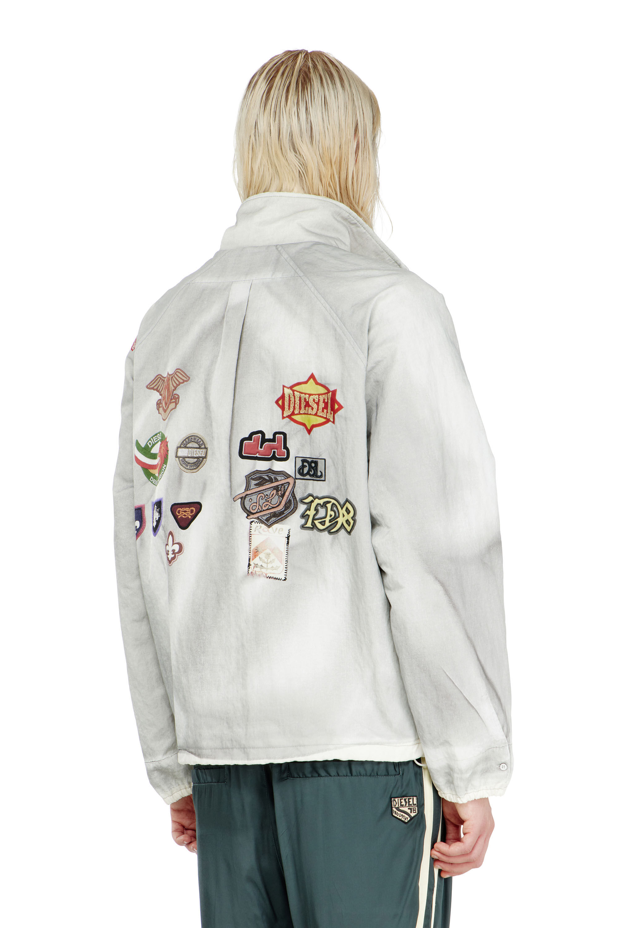Men's Windbreaker with trompe l'oeil patches | Grey | Diesel