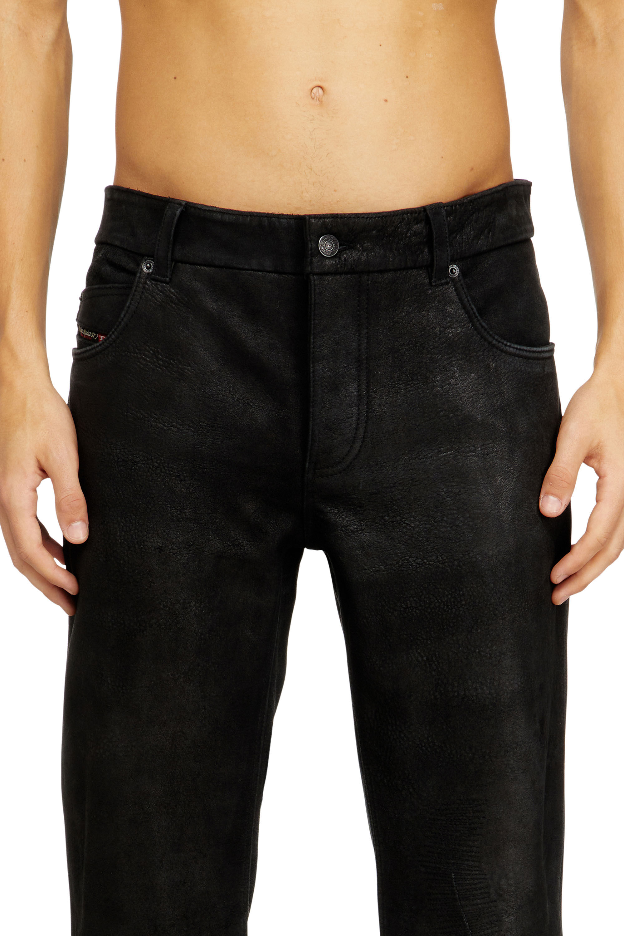 Men's Jean-cut leather pants | Black | Diesel