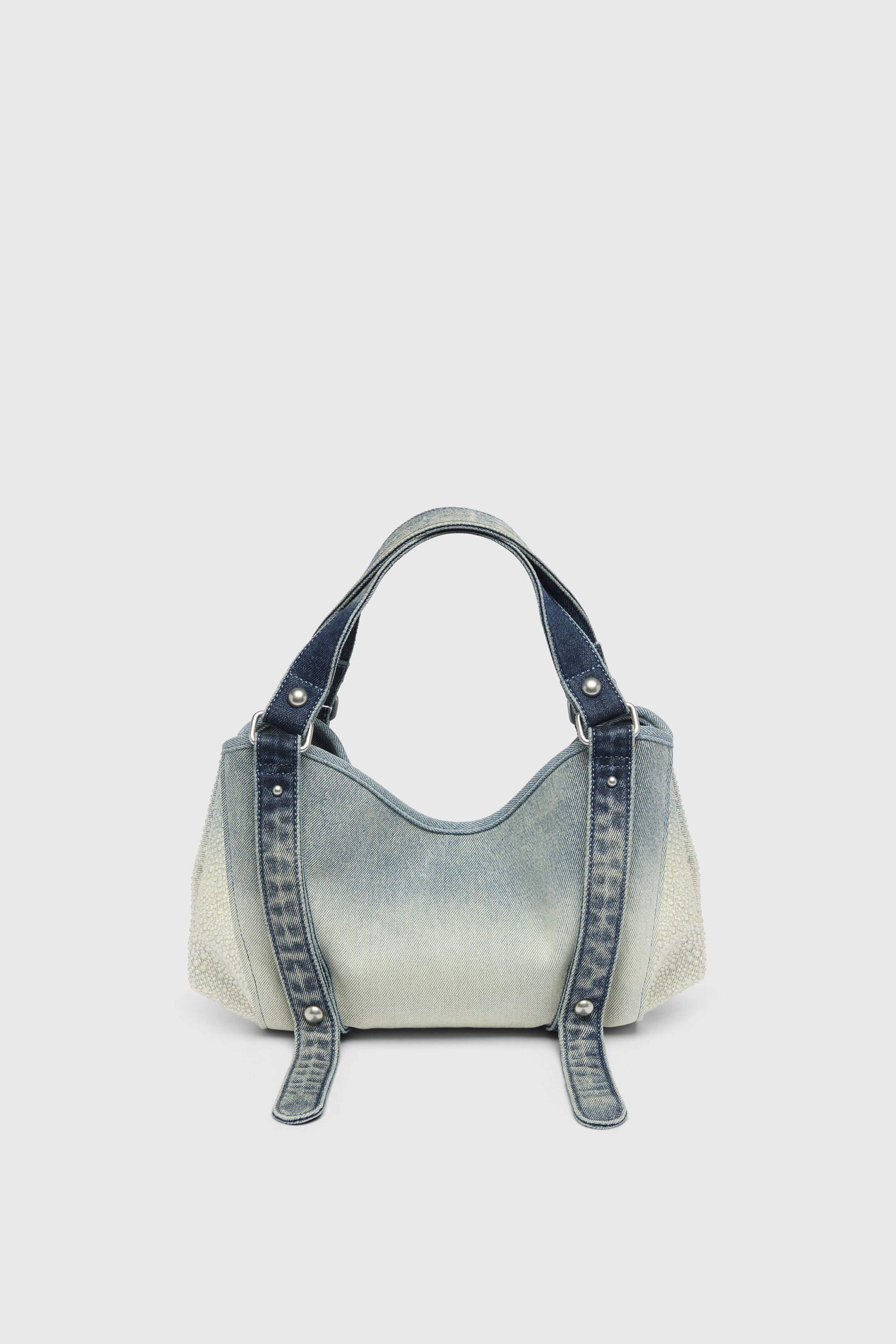 Diesel - D-ONE TOPHANDLE S, D-One-Bolso small con asa superior de denim solarizado con cristales Mujer in Azul marino - 2