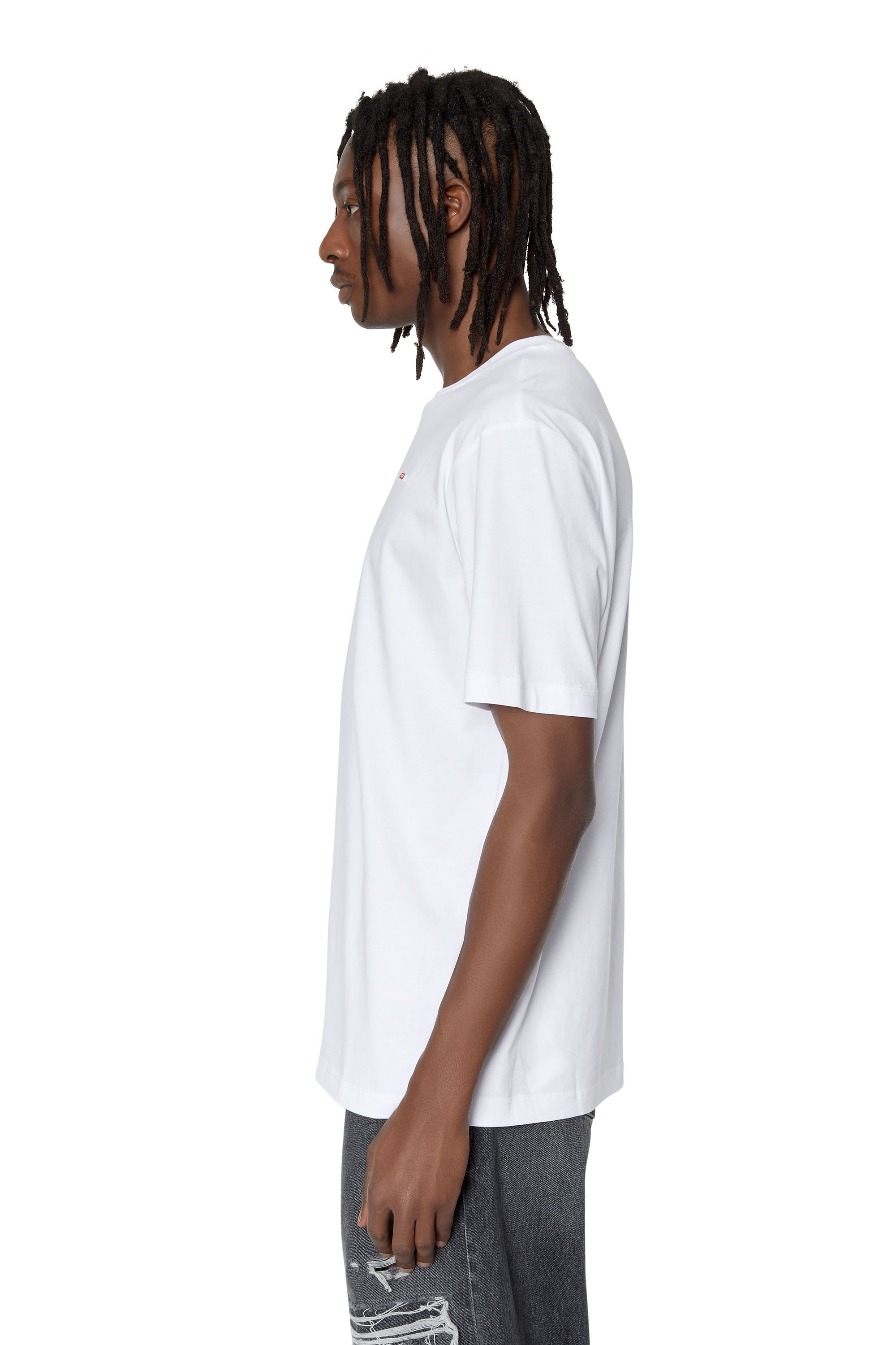 Diesel - T-JUST-MICRODIV, Male's T-shirt with micro-embroidered logo in White - 6