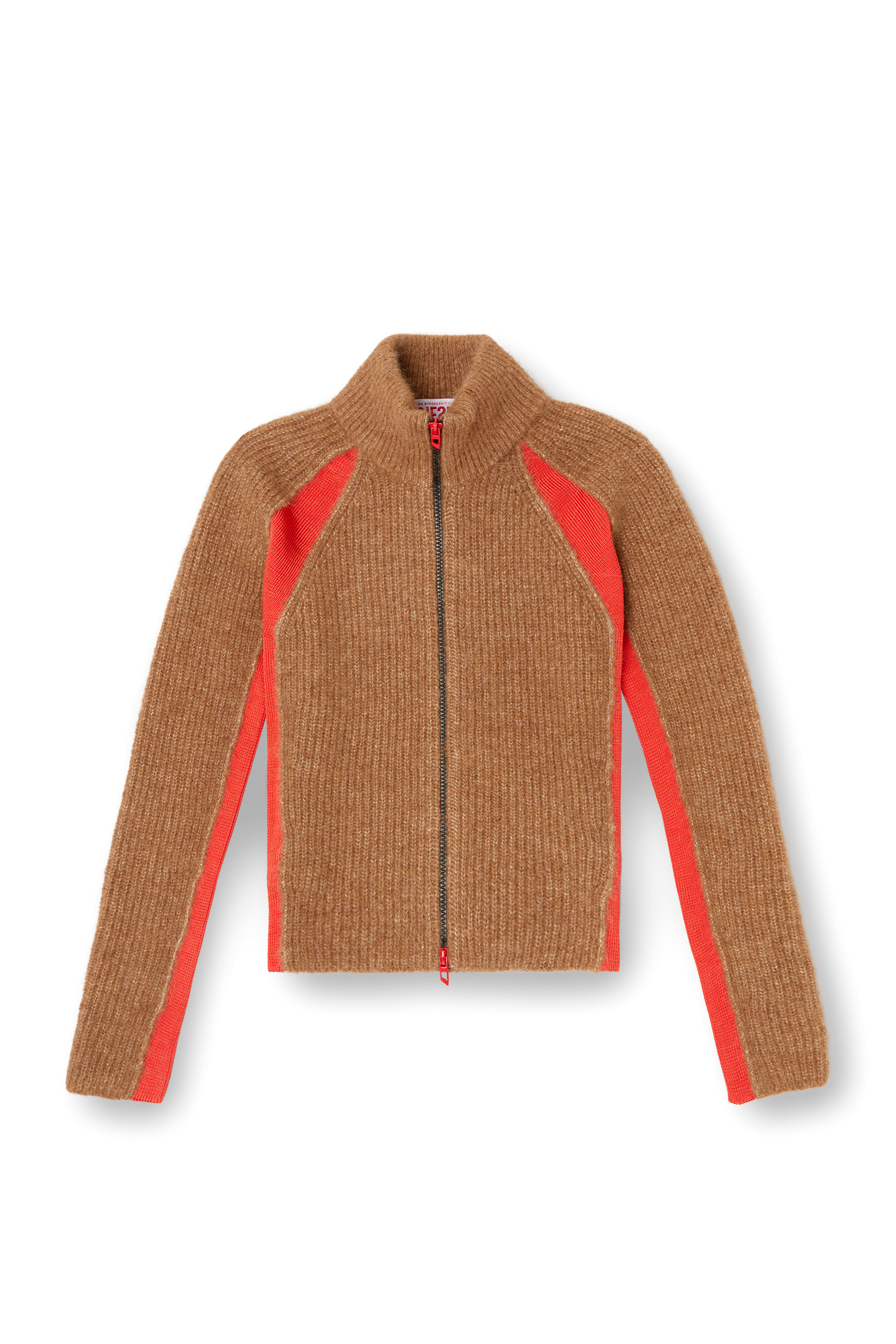Diesel - M-LOUISE, Female's Alpaca-blend cardigan with contrast inserts in Brown - 2