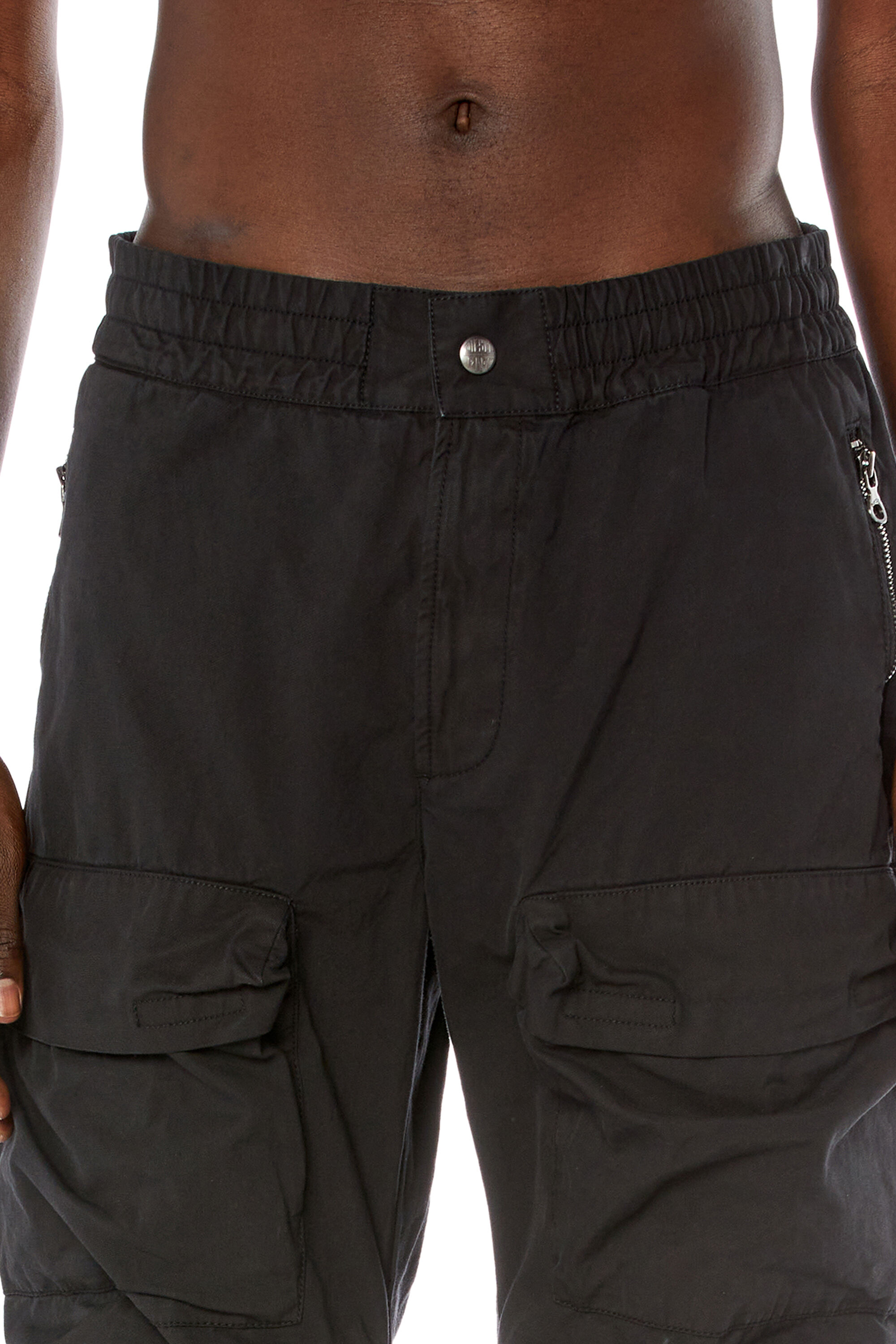 Diesel - P-DANZEL, Man's Cargo pants in garment-dyed twill in Black - 5