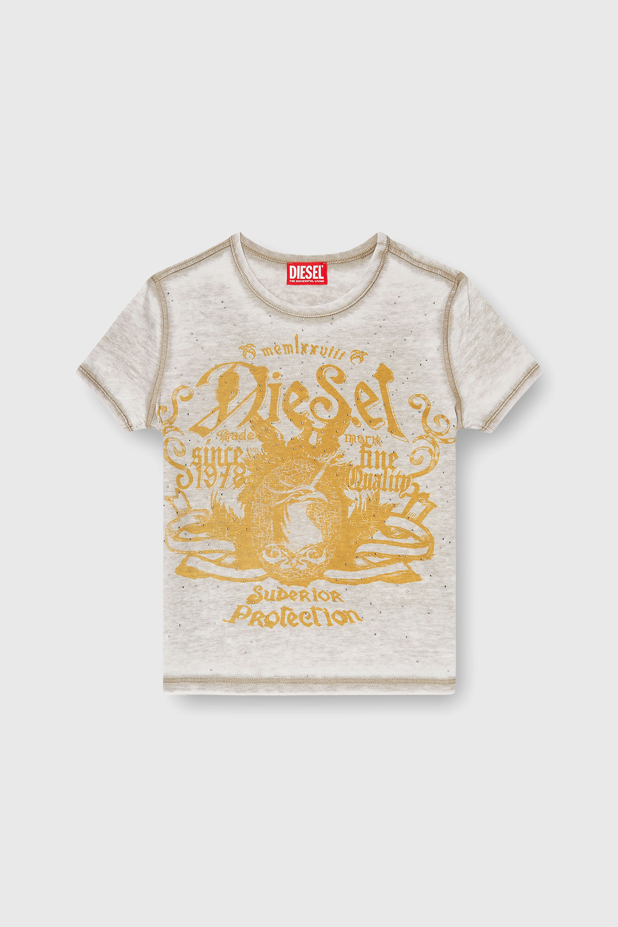 Women's Slim jersey T-shirt with print and studs | Multicolor