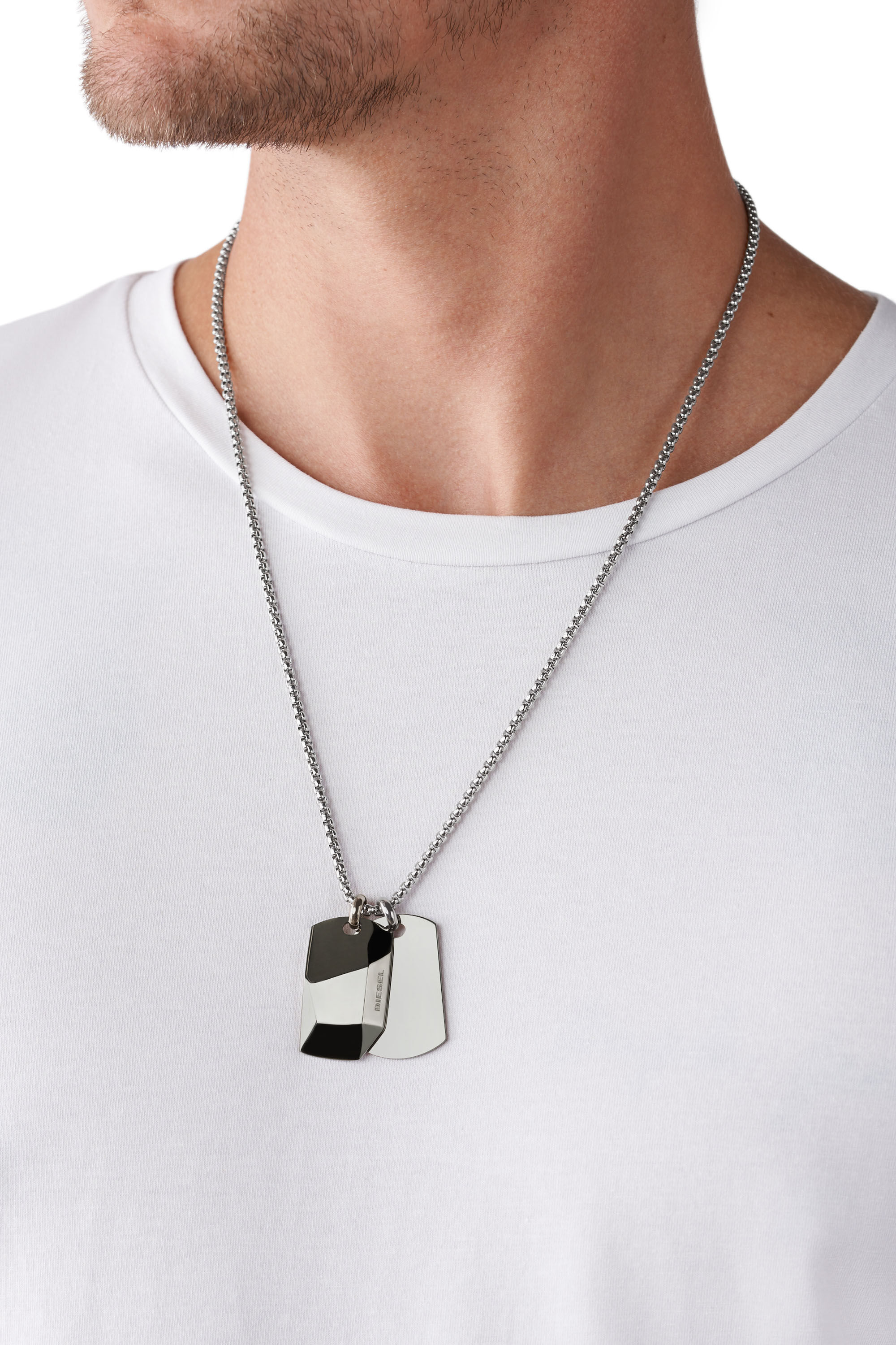 DX1143 Man: Stainless steel double dog tag necklace | Diesel