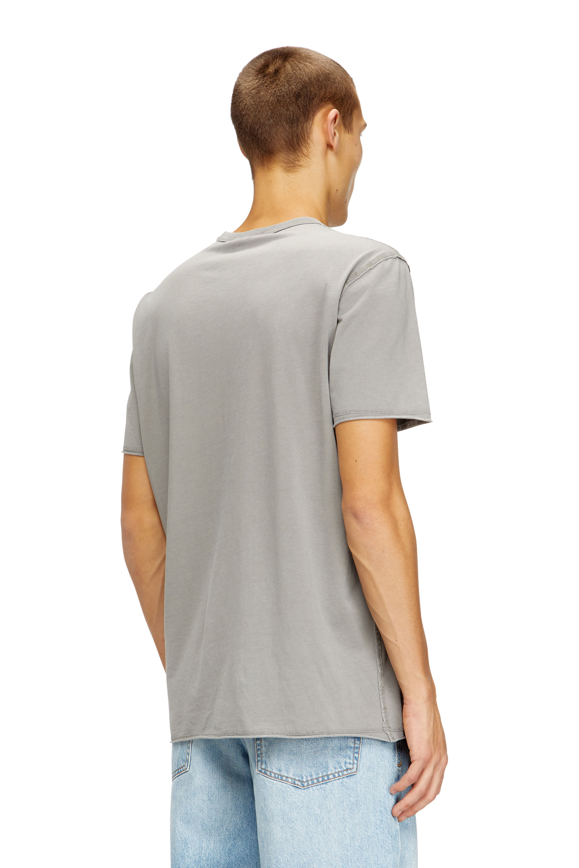 Men's Acid-wash T-shirt with raw edges | Grey | Diesel