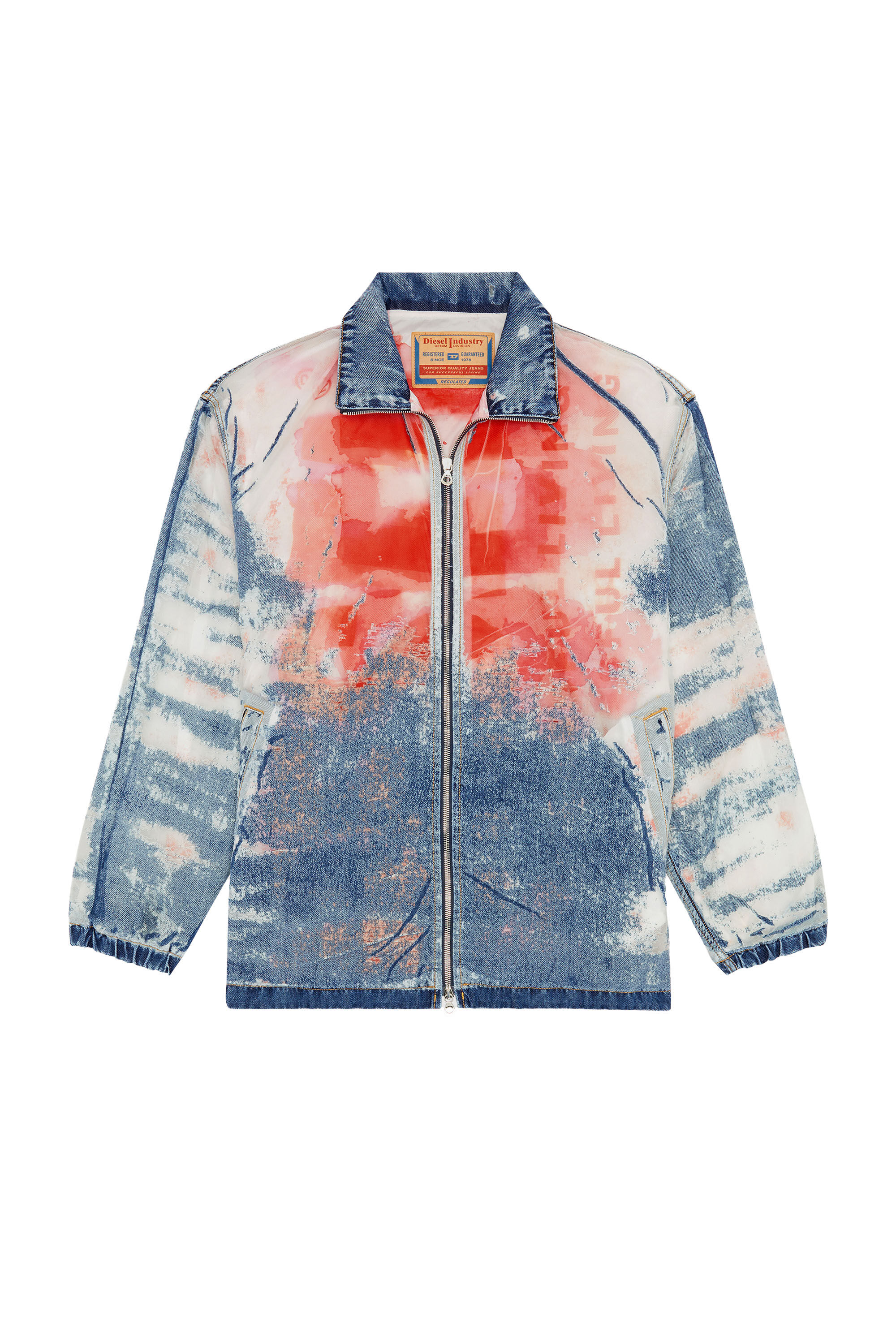Men's Jacket in devoré denim with logo | Multicolor | Diesel