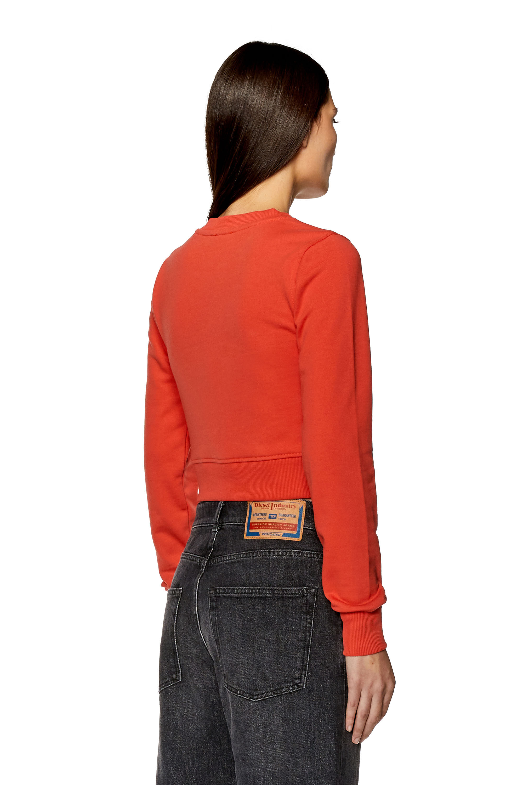 Diesel - F-SLIMMY-OD, Female's Cropped sweatshirt with cut-out logo in Red - 4