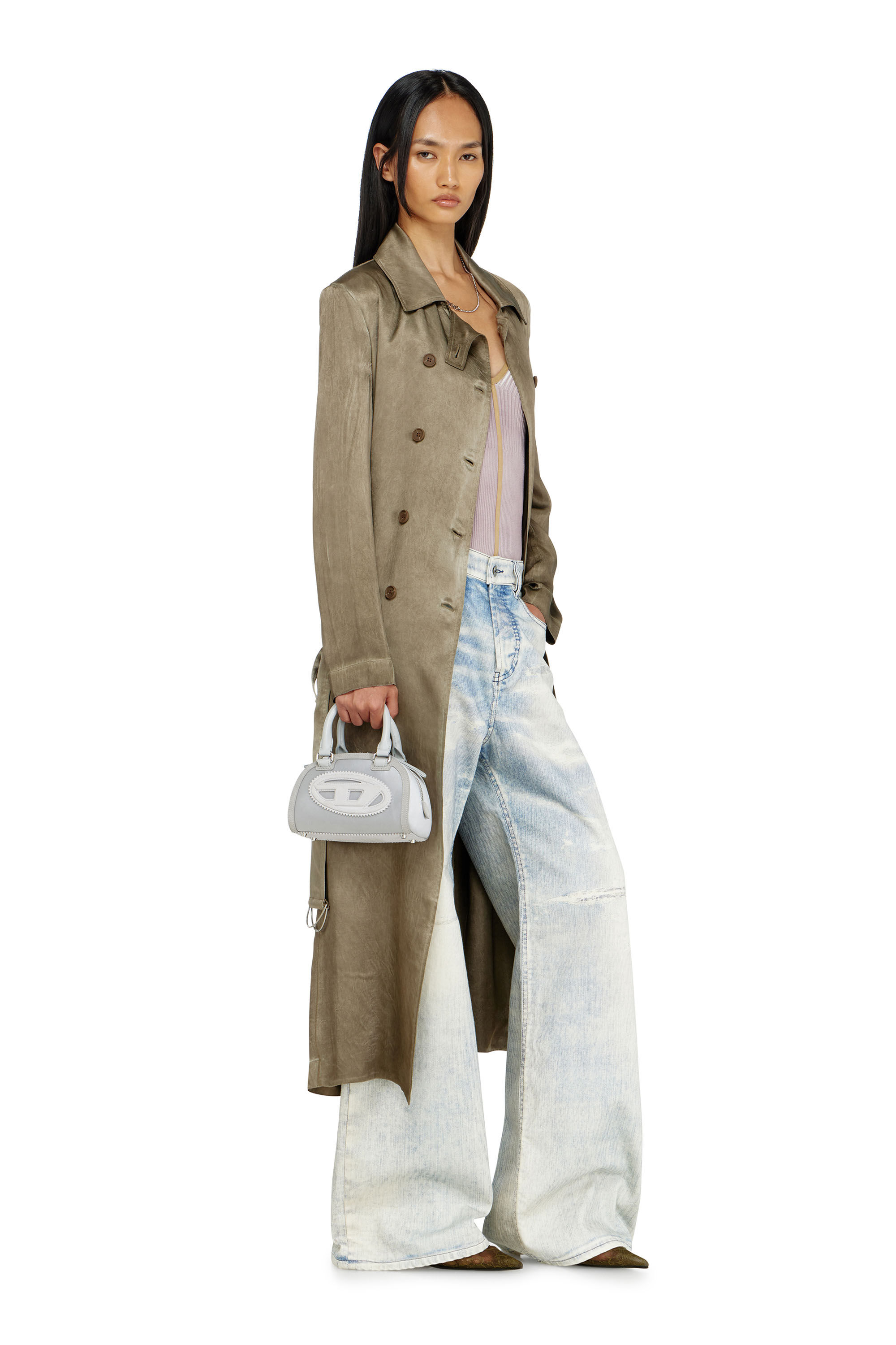 Women's Trench coat in wrinkled satin | Brown | Diesel {{Country}}