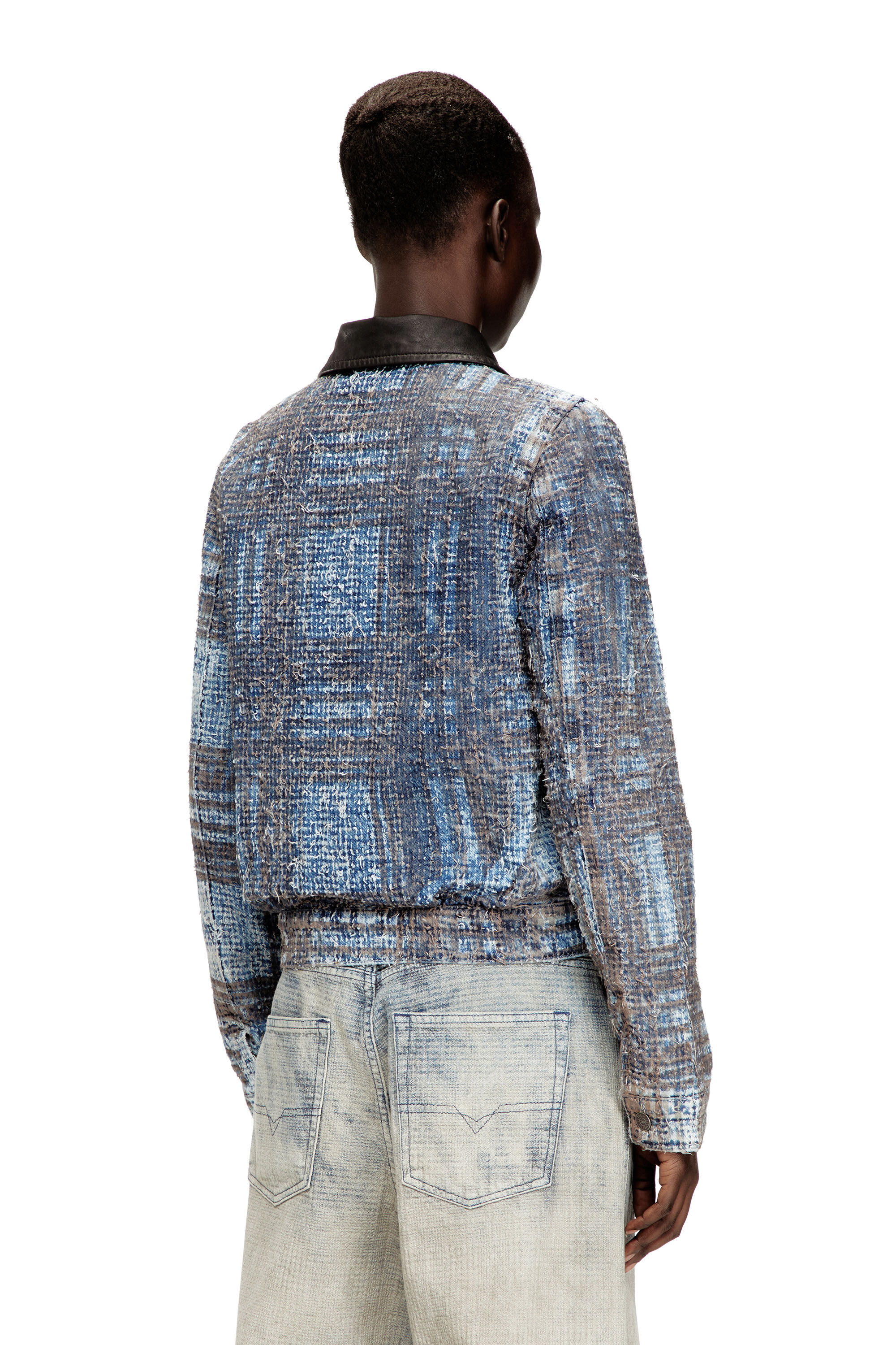 Women's Denim jacket in graphic bouclé denim | Blue | Diesel