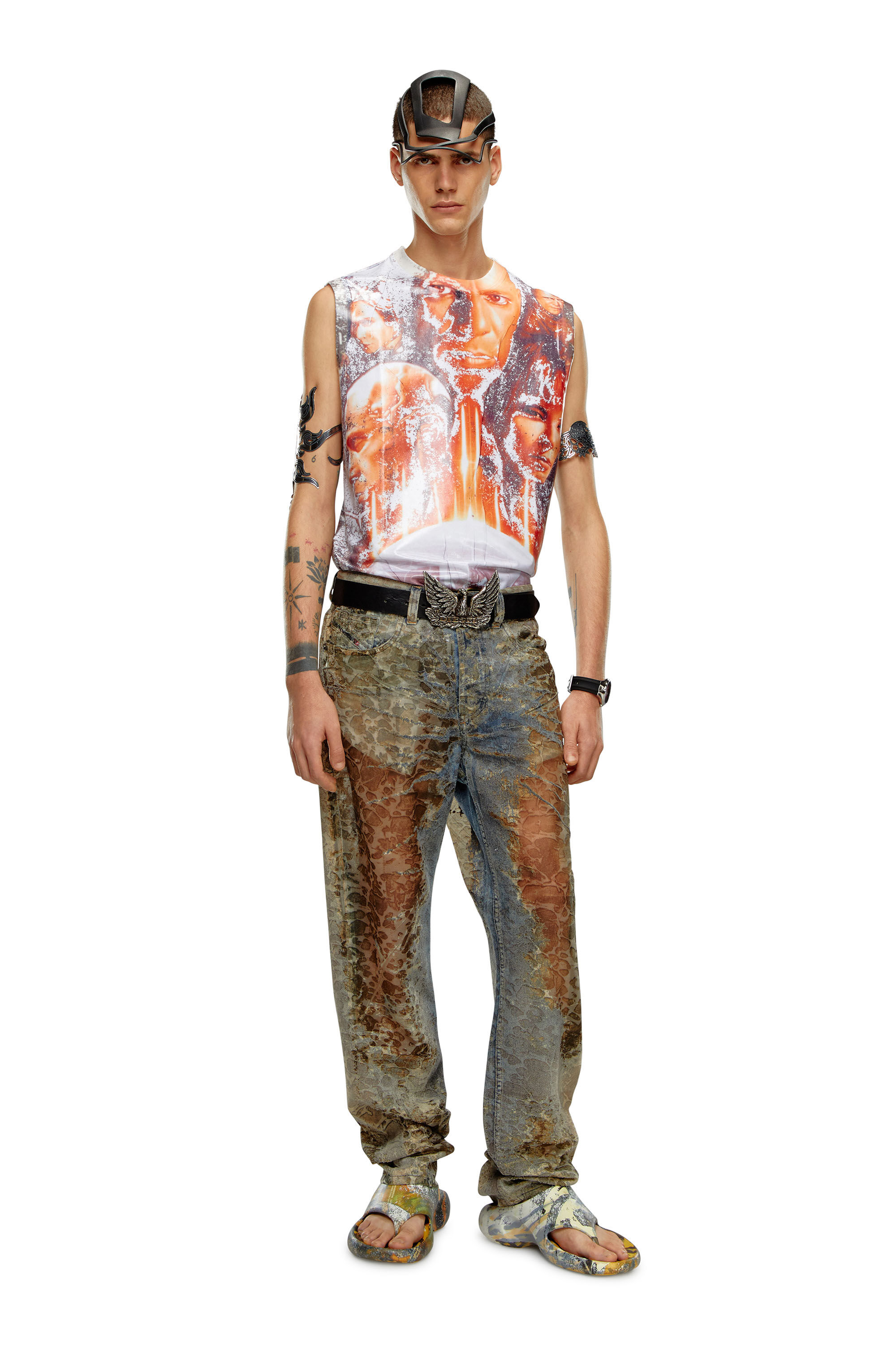 Diesel - T-BIRCO-P6, Débardeur brillant avec imprimé film Diesel Homme in Polychrome - 1