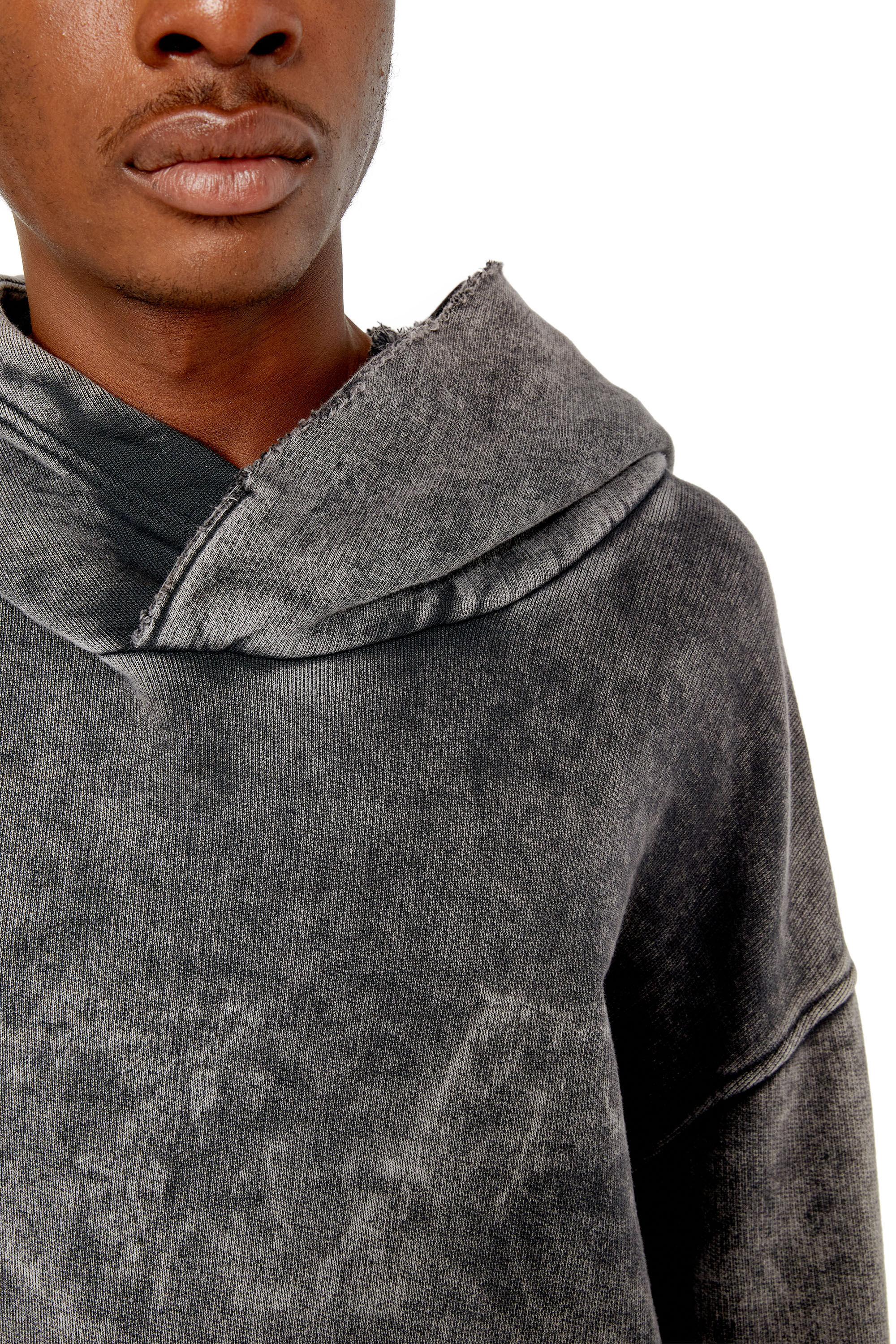 Diesel - S-TOPPER, Sweat-shirt à capuche avec détails superposés Homme in Noir - 5