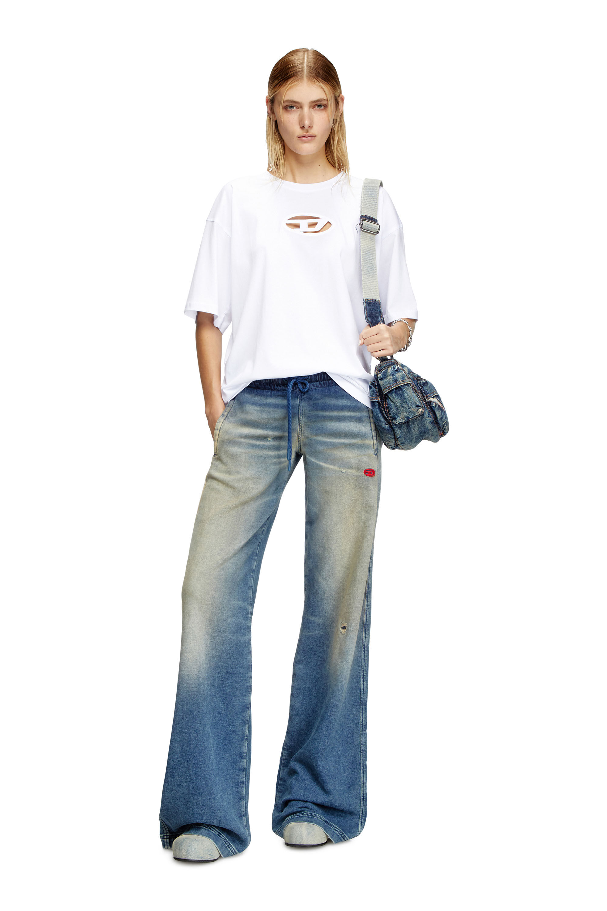 Women's T-shirt with embroidered Oval D | White | Diesel