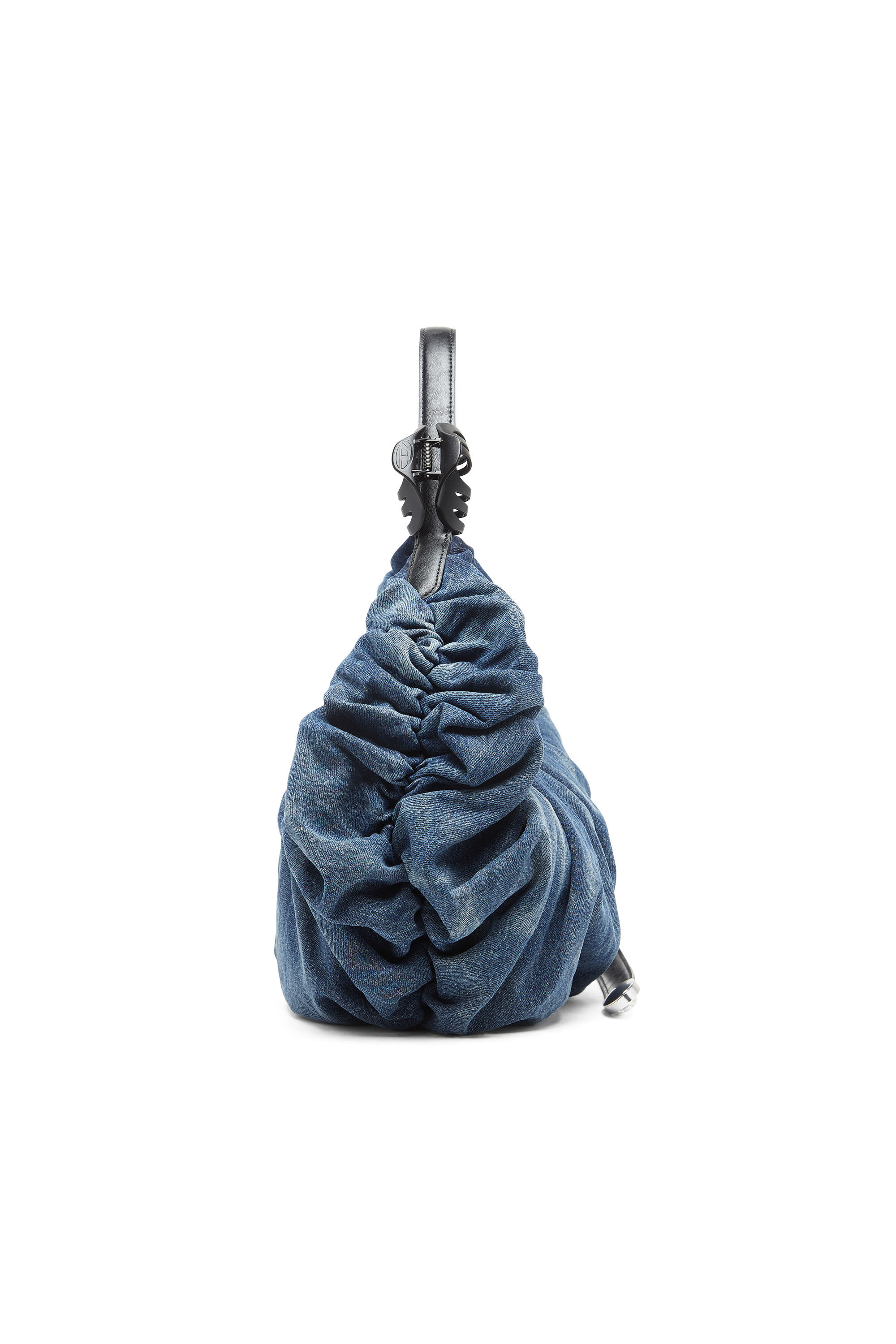Women's Grab-D-Large scrunched hobo bag in treated denim | Blue