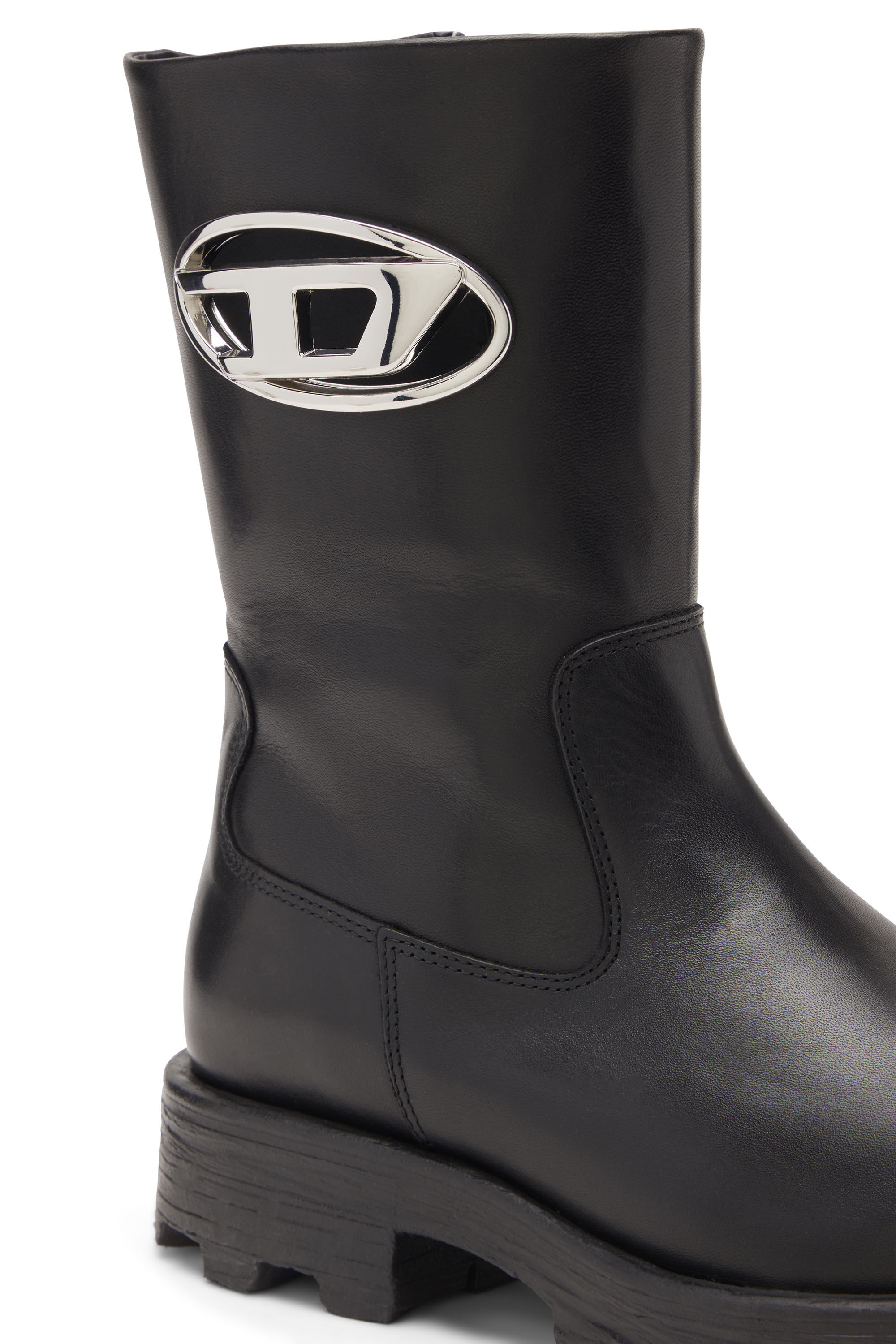 Diesel - D-HAMMER BKR D W, D-Hammer-Bottes de motard en cuir brillant Femme in Noir - 6