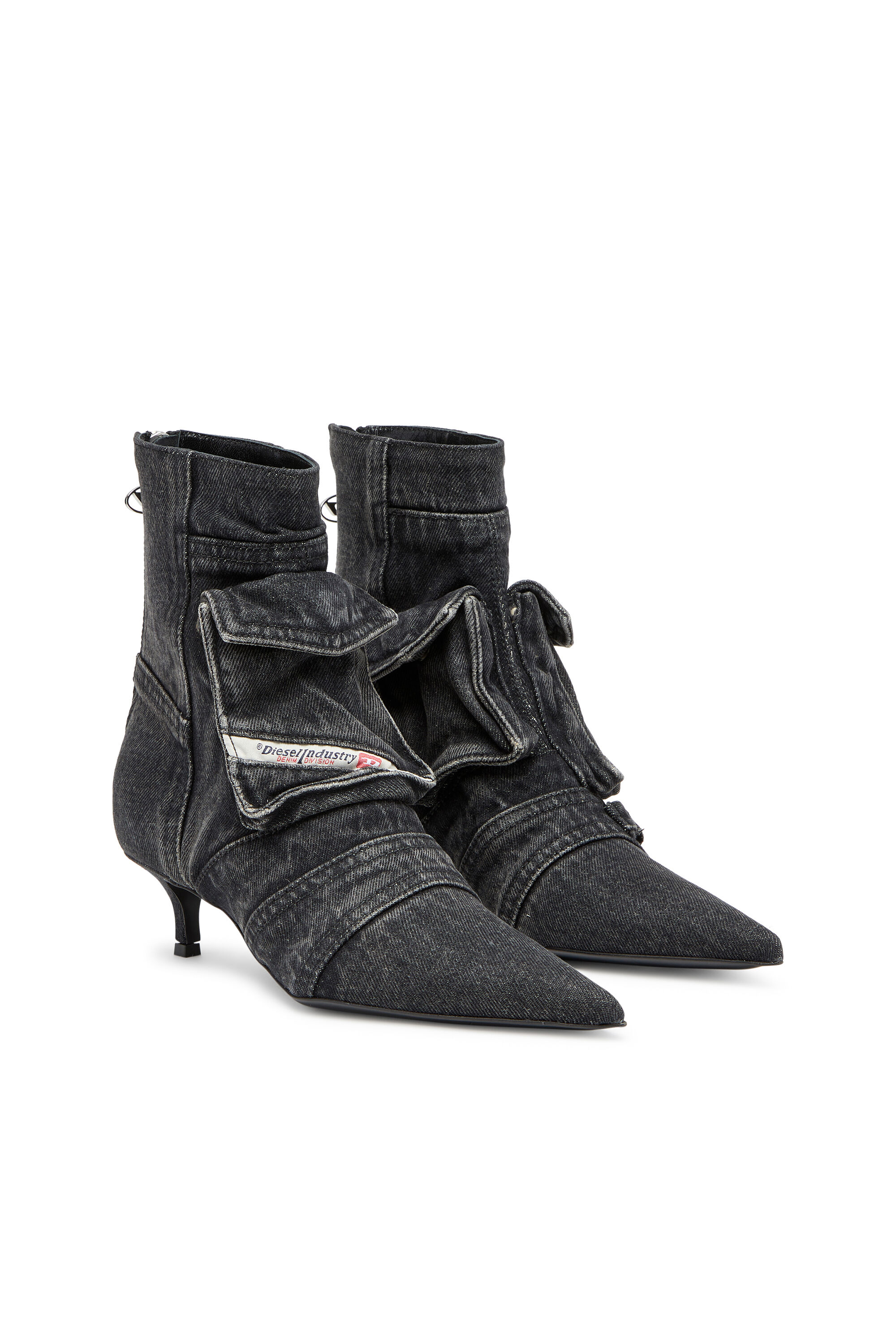 Diesel - D-VENUS POCKET LB, Female's D-Venus-Cargo ankle boots in washed denim in Black - 2