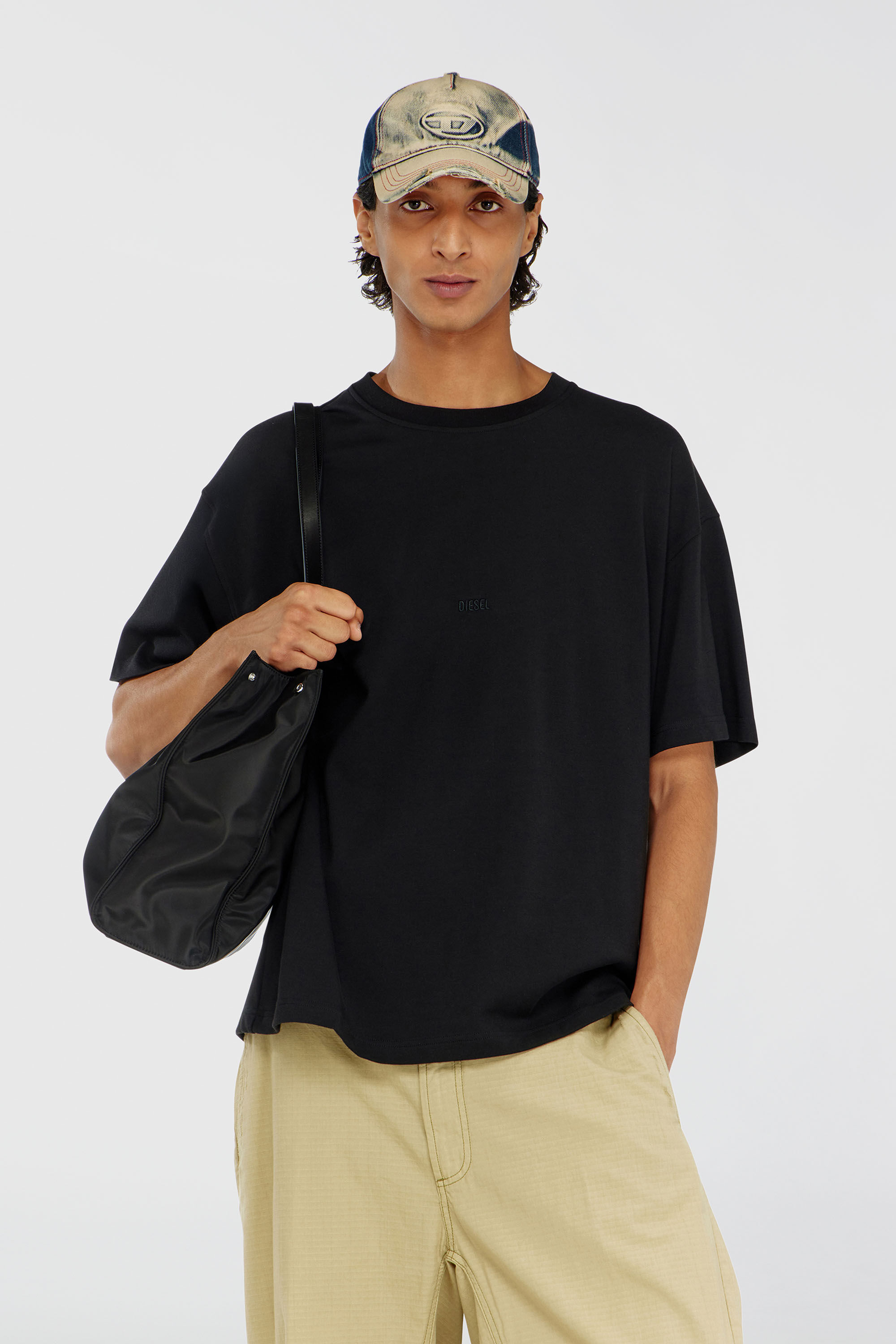 Diesel - T-BOXT-AA16, Man's Cotton-interlock T-shirt with logo embroidery in Black - 3