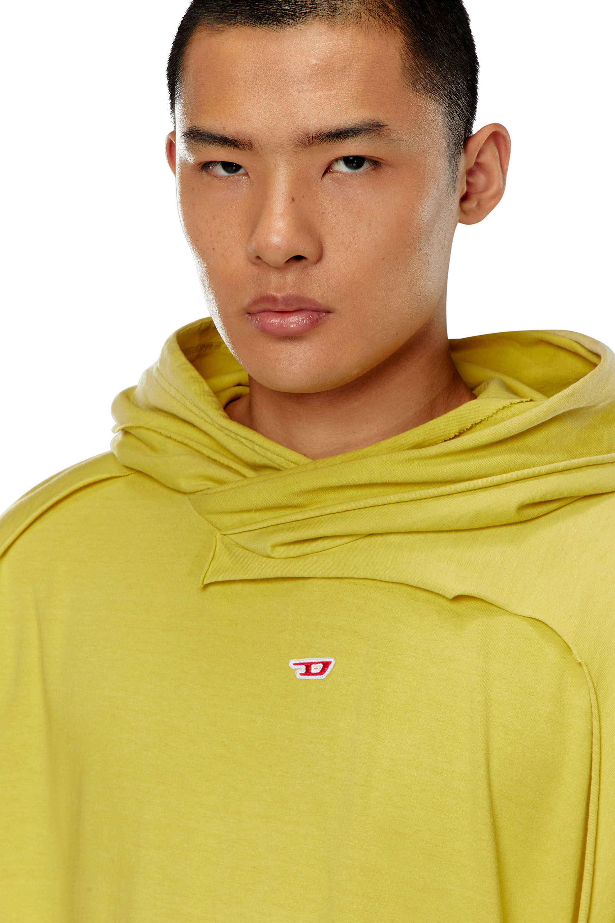 Diesel - S-STRAHOOP-N1, Sweat-shirt à capuche avec effet peel-off destroy Homme in Jaune - 5