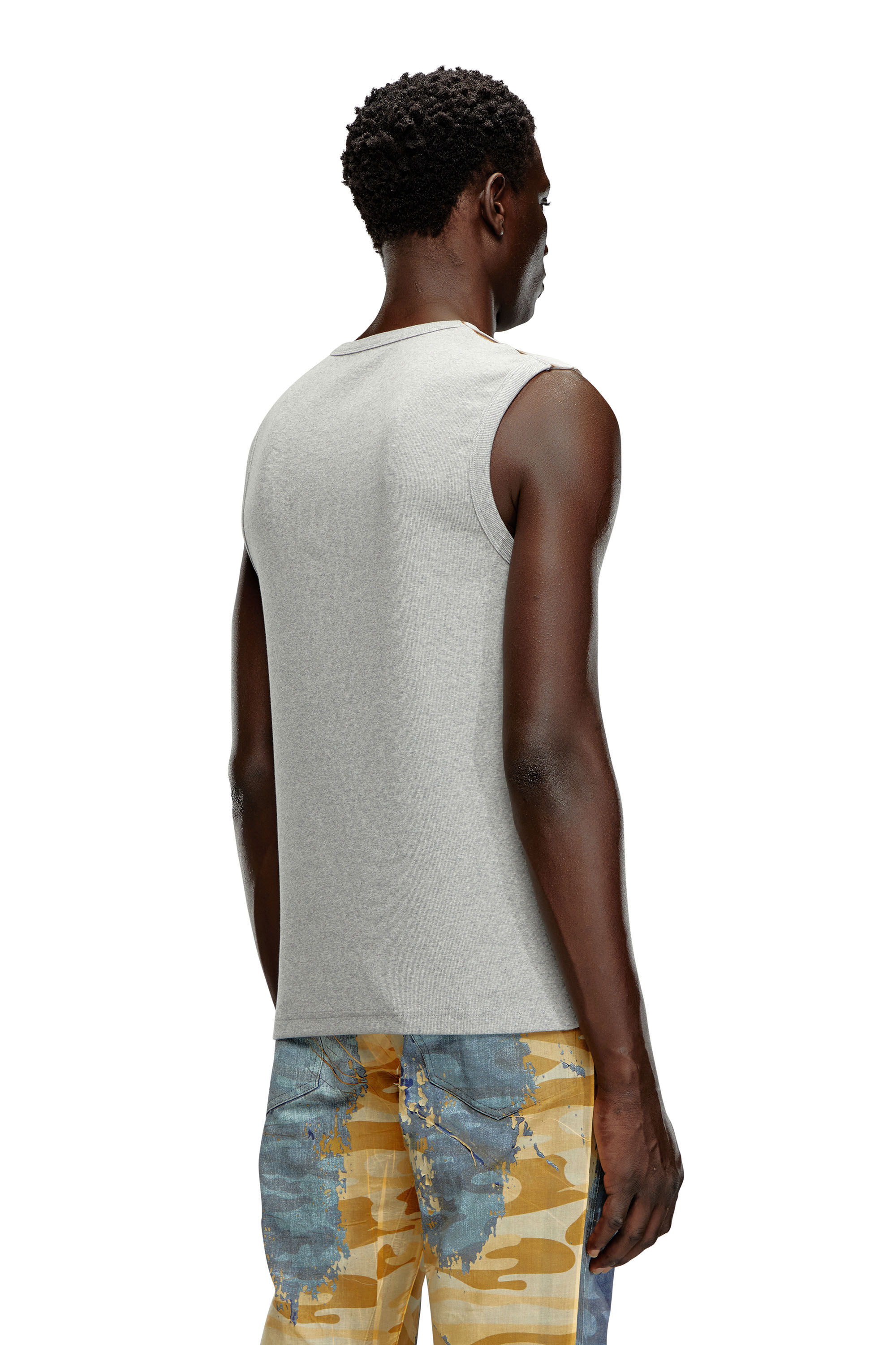 Diesel - T-BISCO-BURN-ART, Male's Tulle top with burning plastic print in Beige/Grey - 5