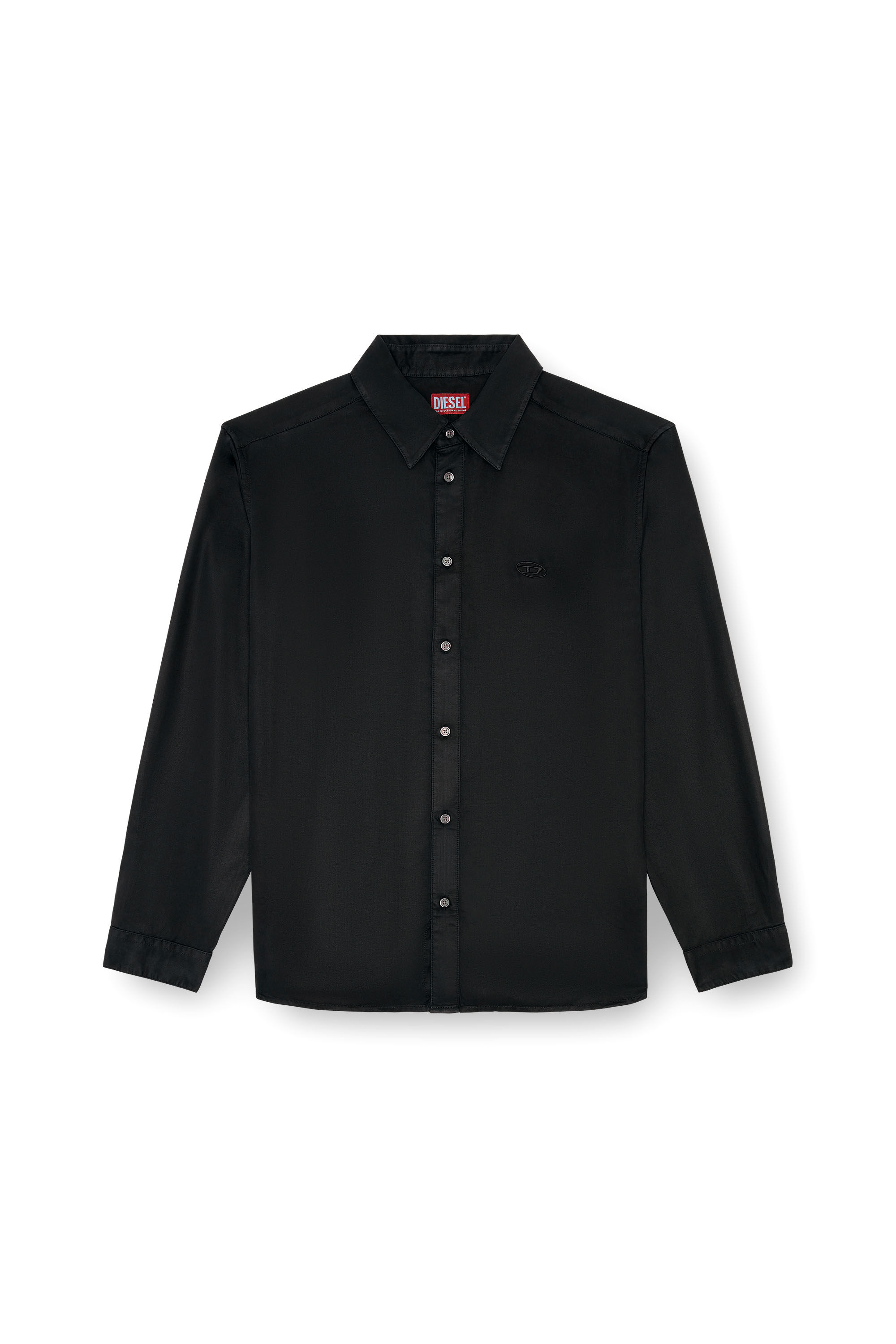 Men's Fluid shirt with logo embroidery | Black | Diesel