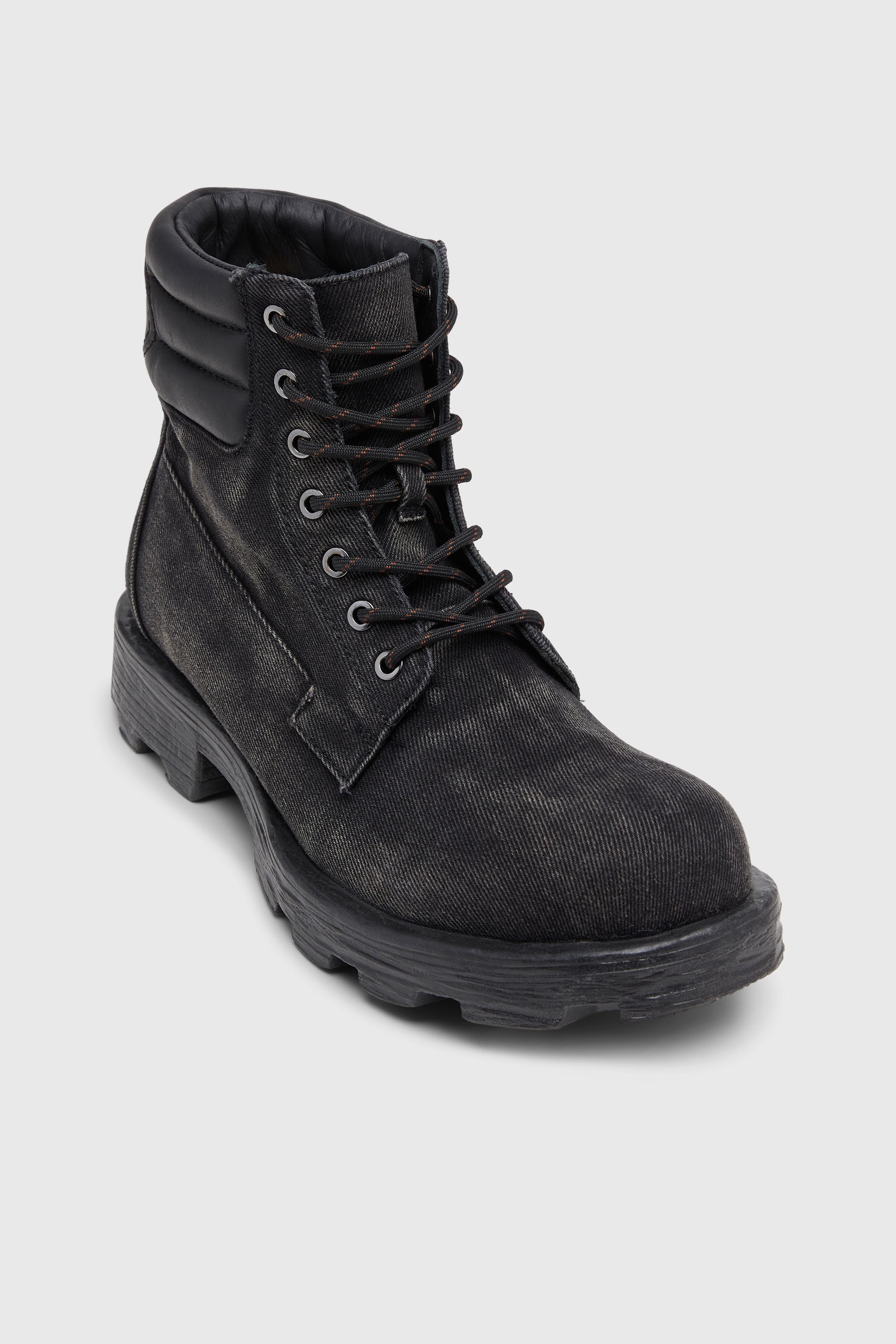 Diesel - D-HAMMER LACE UP, Male's D-Hammer-Combat boots in denim and leather in Black - 6