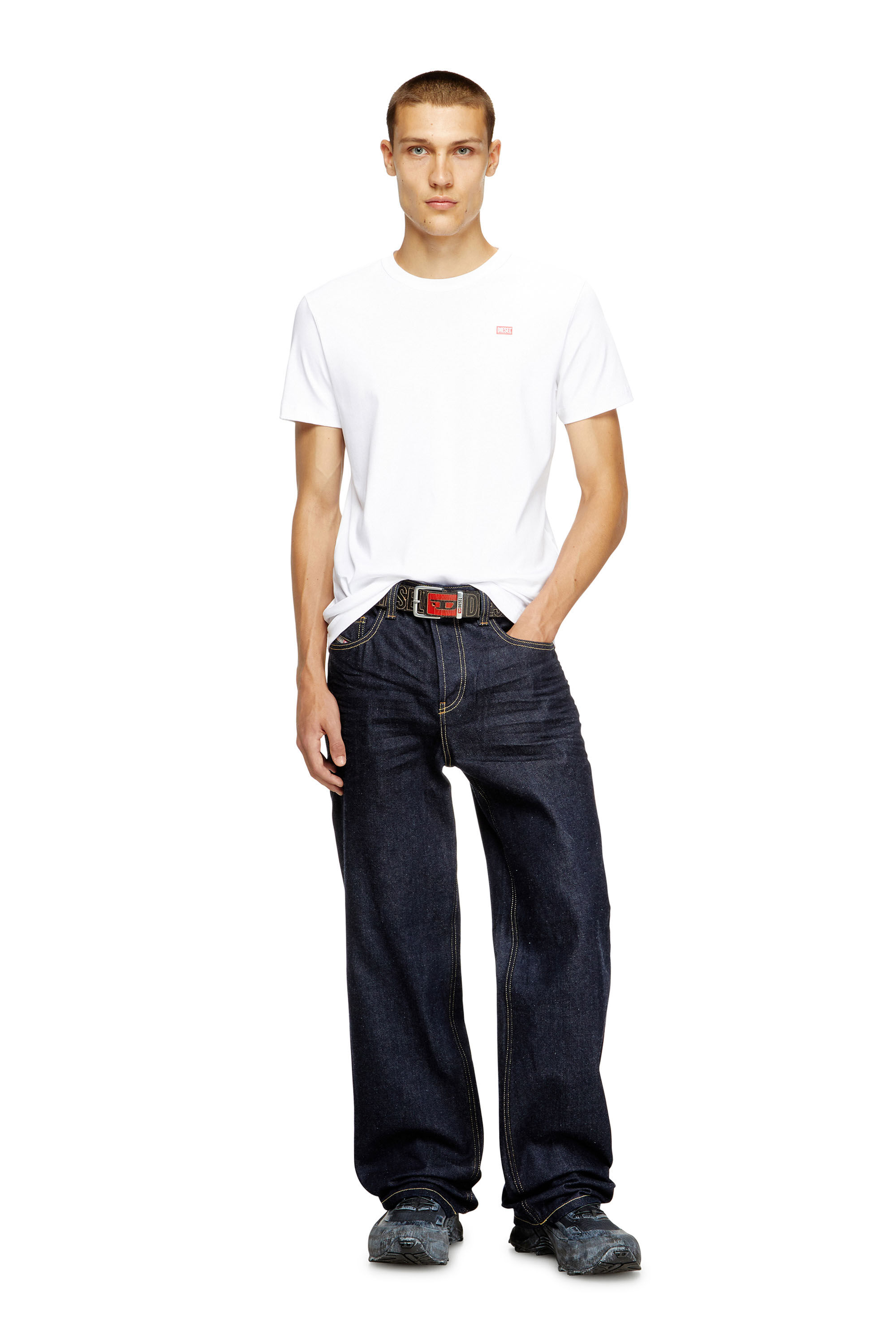 Diesel - T-MIEGOR-K77, T-shirt en coton mercerisé Homme in Blanc - 1