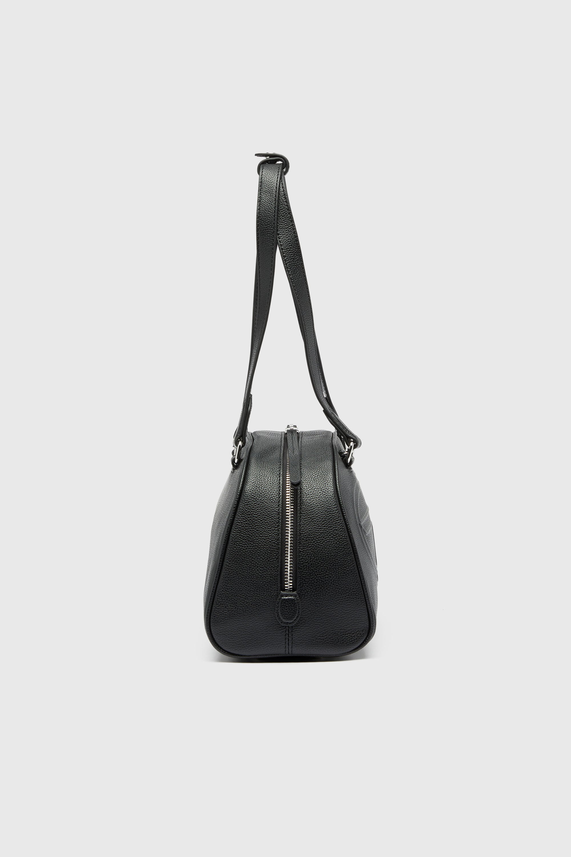 Diesel - 1DR DOME SHOULDER, 1DR Dome - Bolso Boston de piel con logo en relieve Unisex in Negro - 4