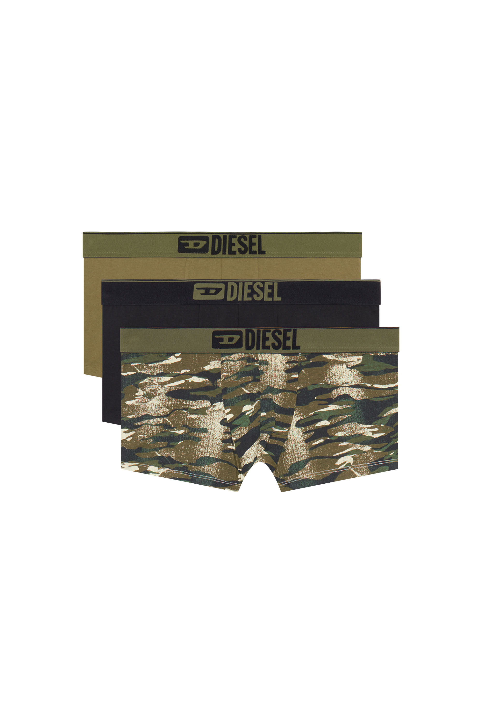 Diesel - UMBX-DAMIENTHREEPACK, Lot de 3 boxers unis et motif camouflage Homme in Vert - 4