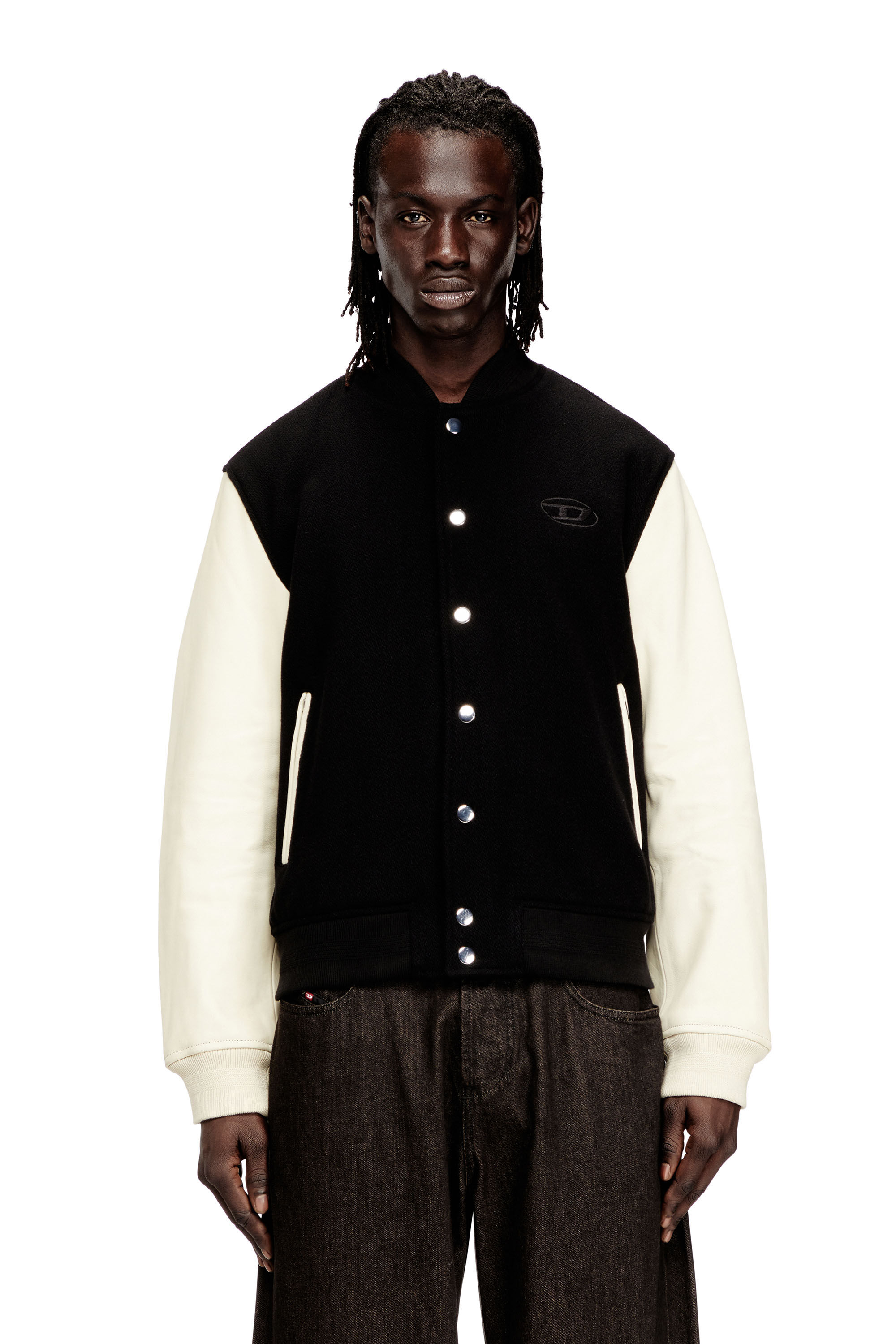 DIESEL☆彡ジャケット Men's Bomber jacket in wool blend and leather | Multicolor | Diesel